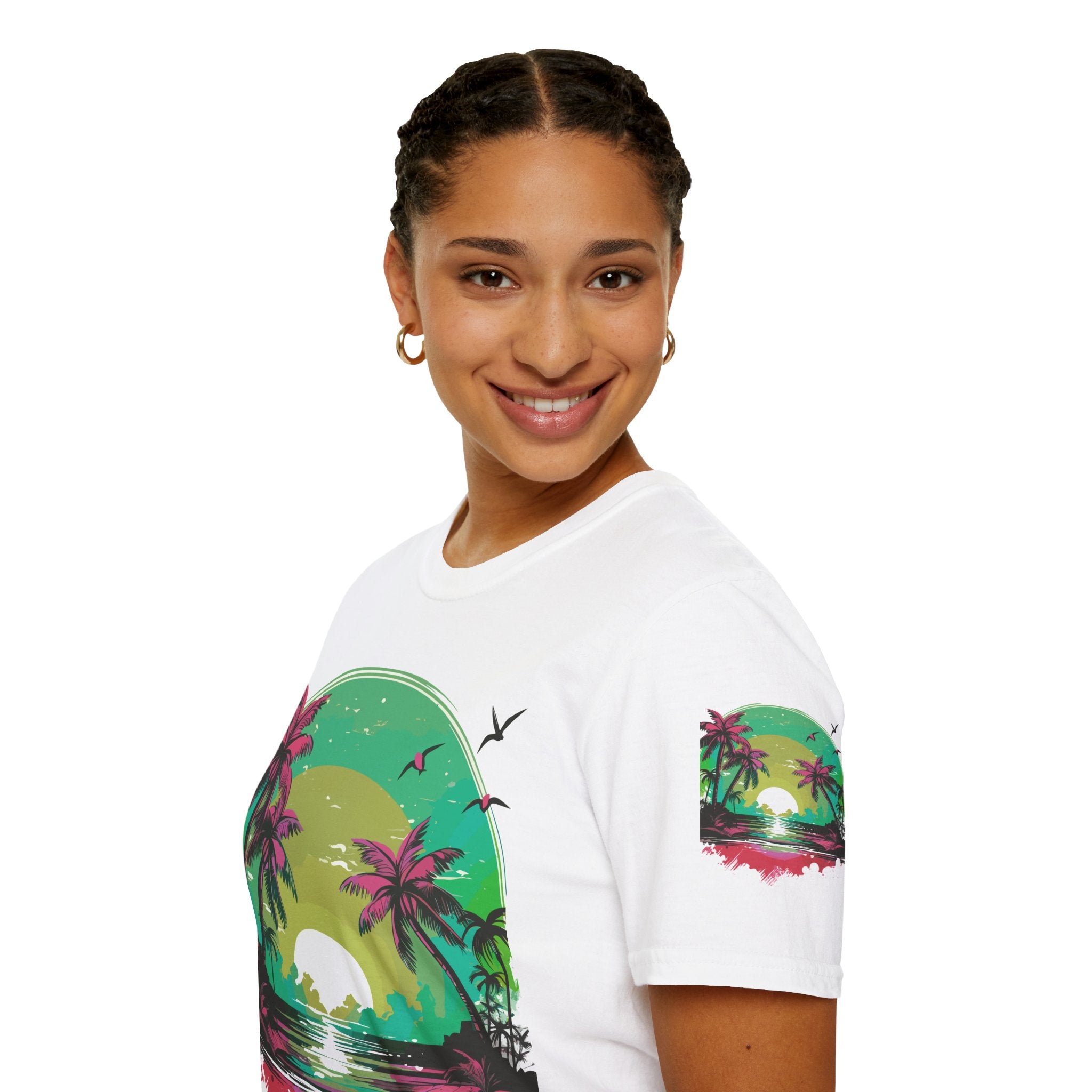 T-Shirt — Tropical Sunset Palm Beach Graphic Tee