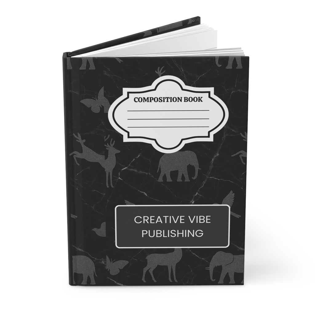 Hardcover Journal — "Composition Book" Marble Animal Pattern, Creative Vibe Publishing