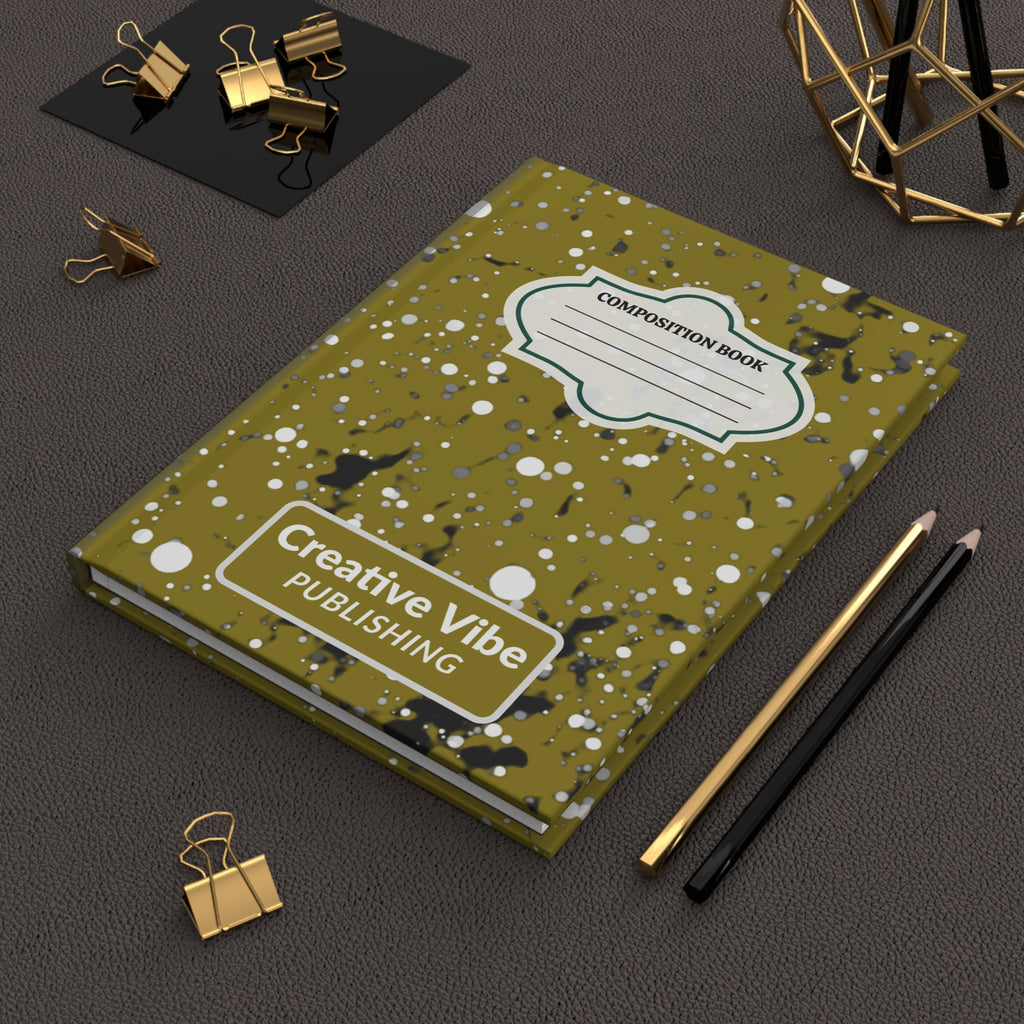 Composition Notebook Journal — Olive Splatter Hardcover (Creative Vibe)