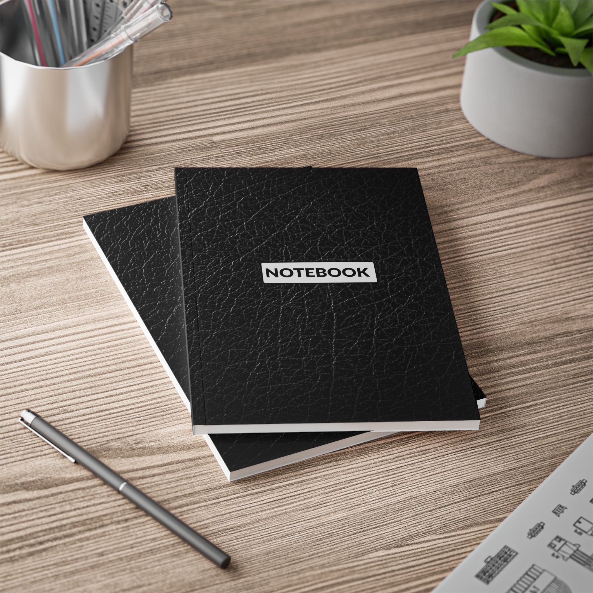 A5 Leather-Texture Notebook — "NOTEBOOK" Cover, Creative Vibe Publishing Journal