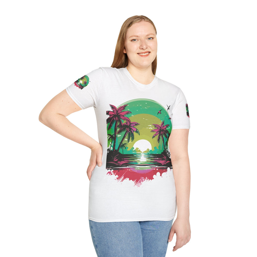 T-Shirt — Tropical Sunset Palm Beach Graphic Tee