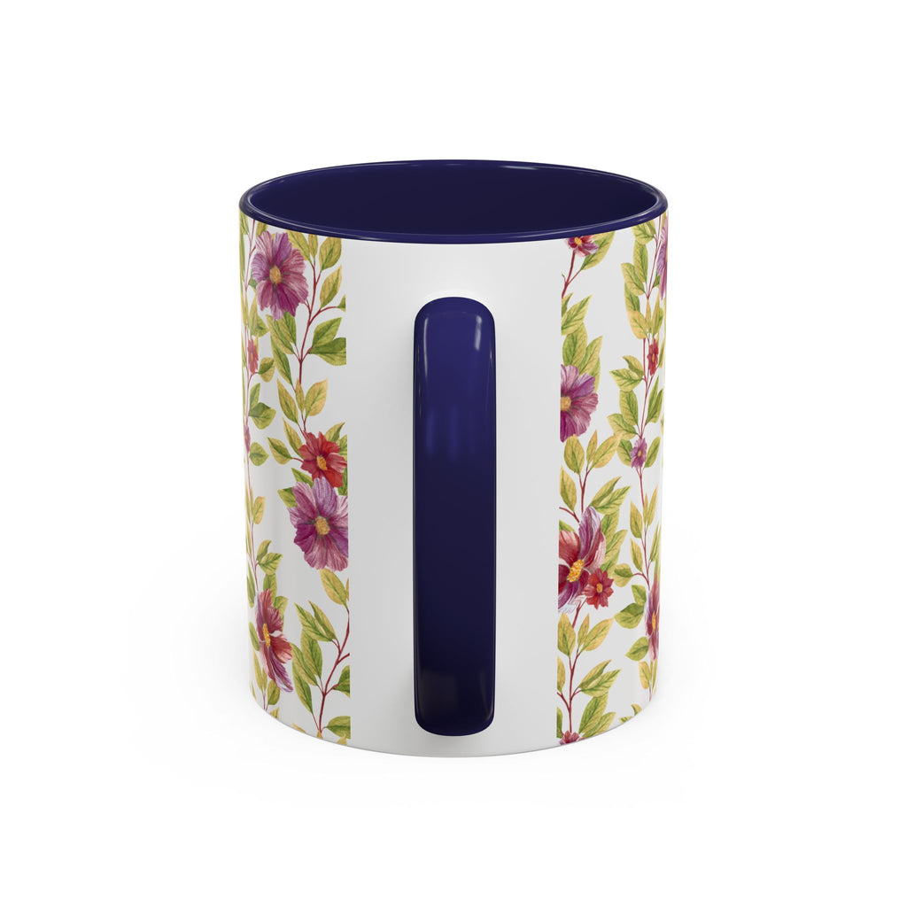 Floral Vine Accent Coffee Mug — Purple Watercolor Blossoms (11/15oz)