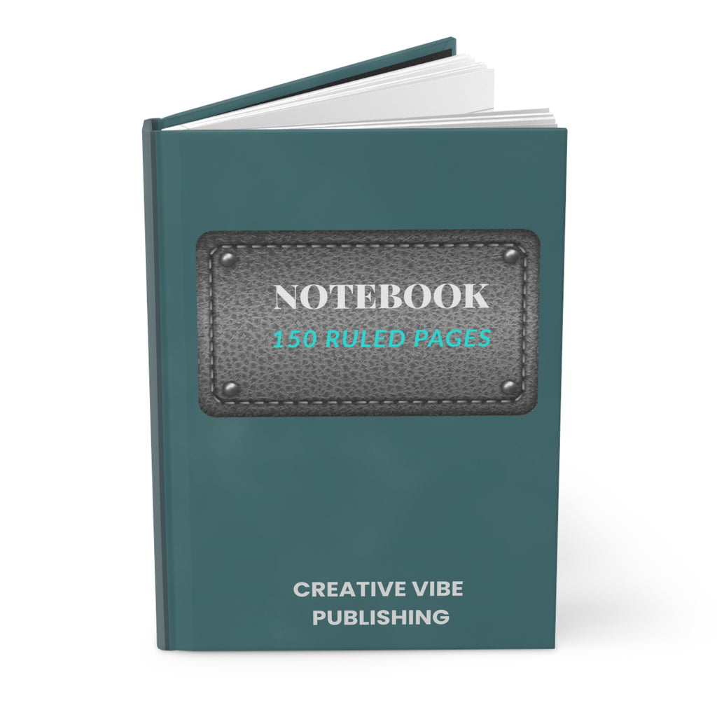 Notebook Hardcover Journal — 150 Ruled Pages, Teal Creative Vibe Notebook