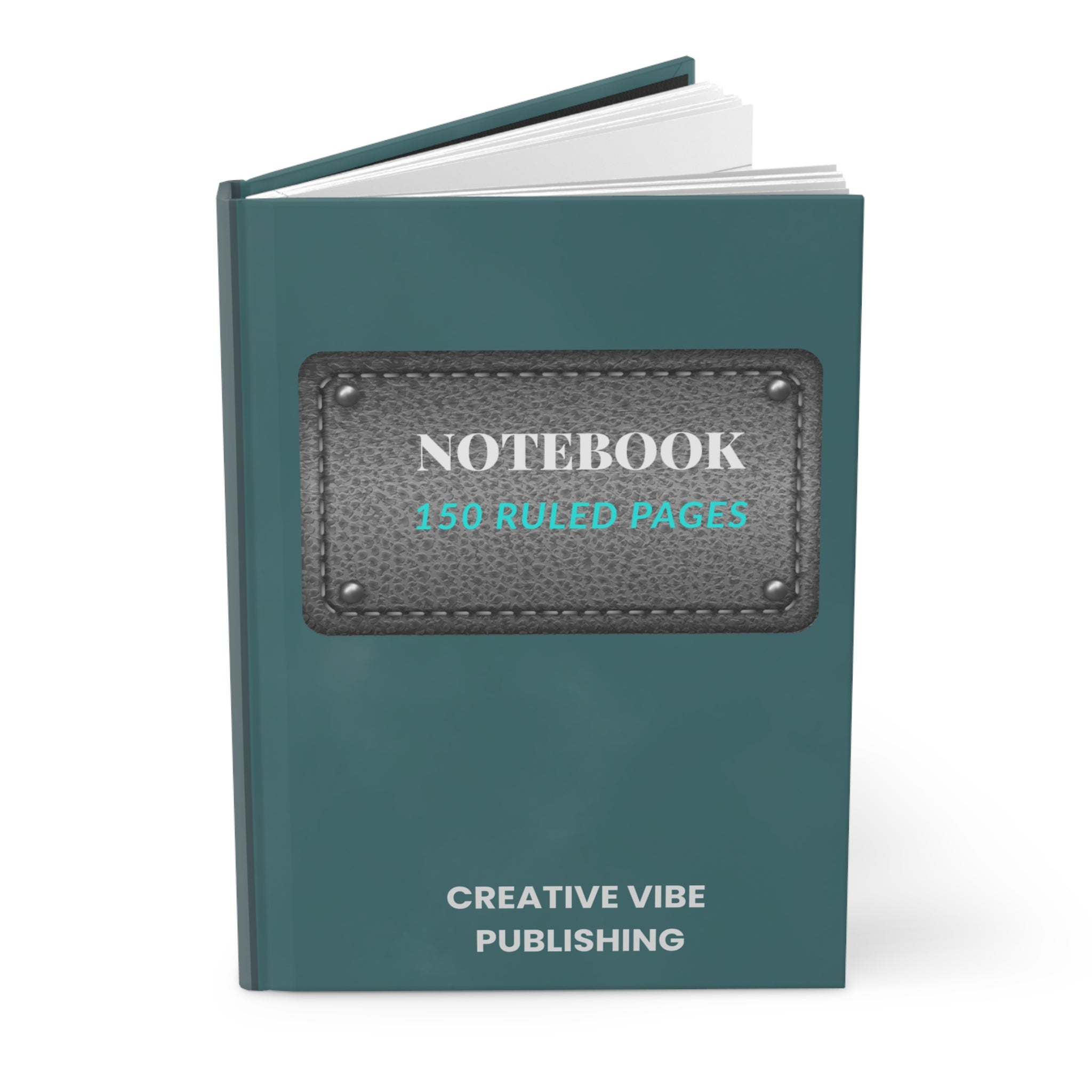 Notebook Hardcover Journal — 150 Ruled Pages, Teal Creative Vibe Notebook