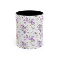 Floral Lavender Accent Coffee Mug — Purple Vintage Rose Pattern (11/15oz)