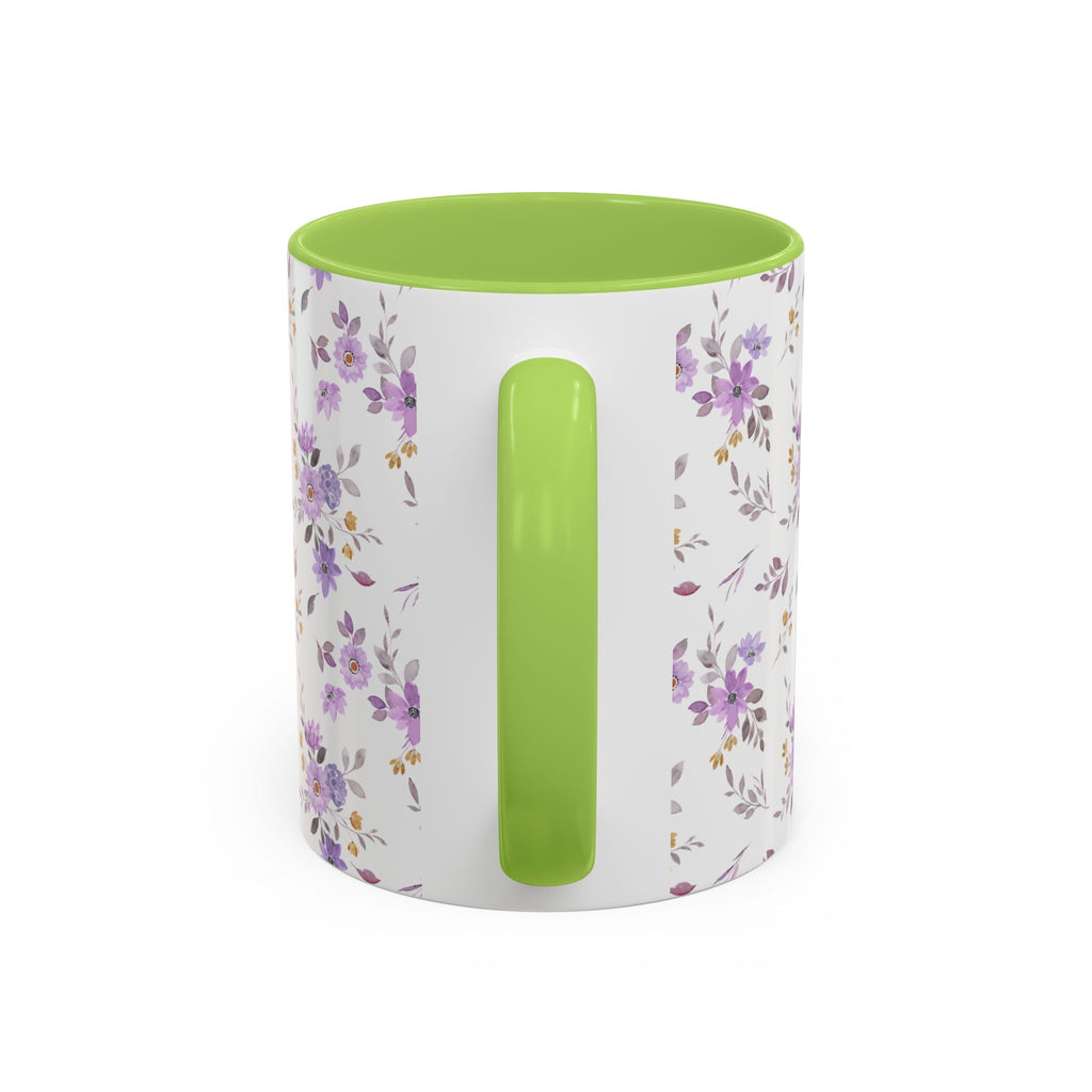 Floral Lavender Accent Coffee Mug — Purple Vintage Rose Pattern (11/15oz)