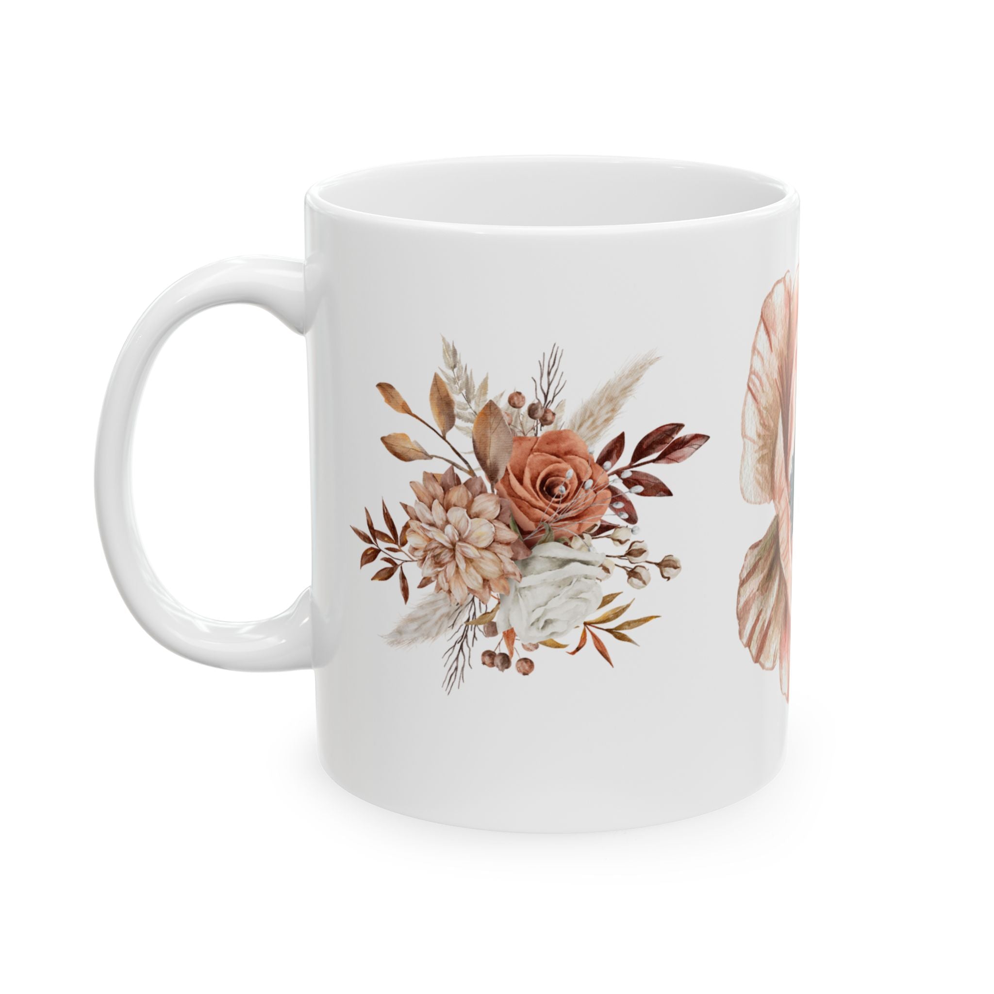 Floral Anemone Ceramic Mug — Boho Neutral Flower Coffee Cup (11oz, 15oz)