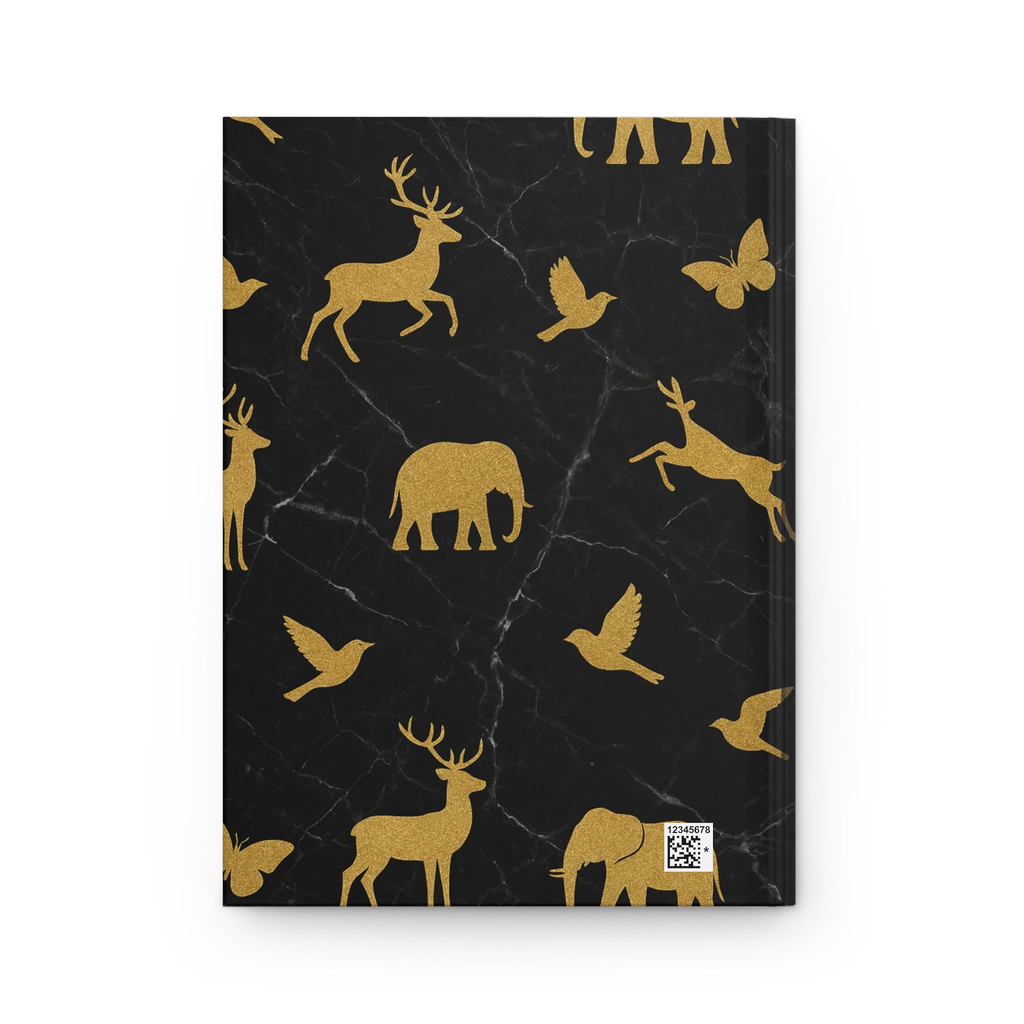 Hardcover Journal — Gold Animal Silhouettes on Black Marble Composition Book