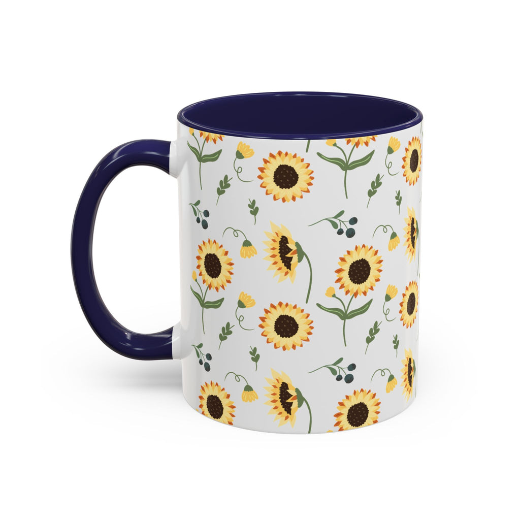 Sunflower Pattern Accent Coffee Mug — 11/15oz Ceramic Mug