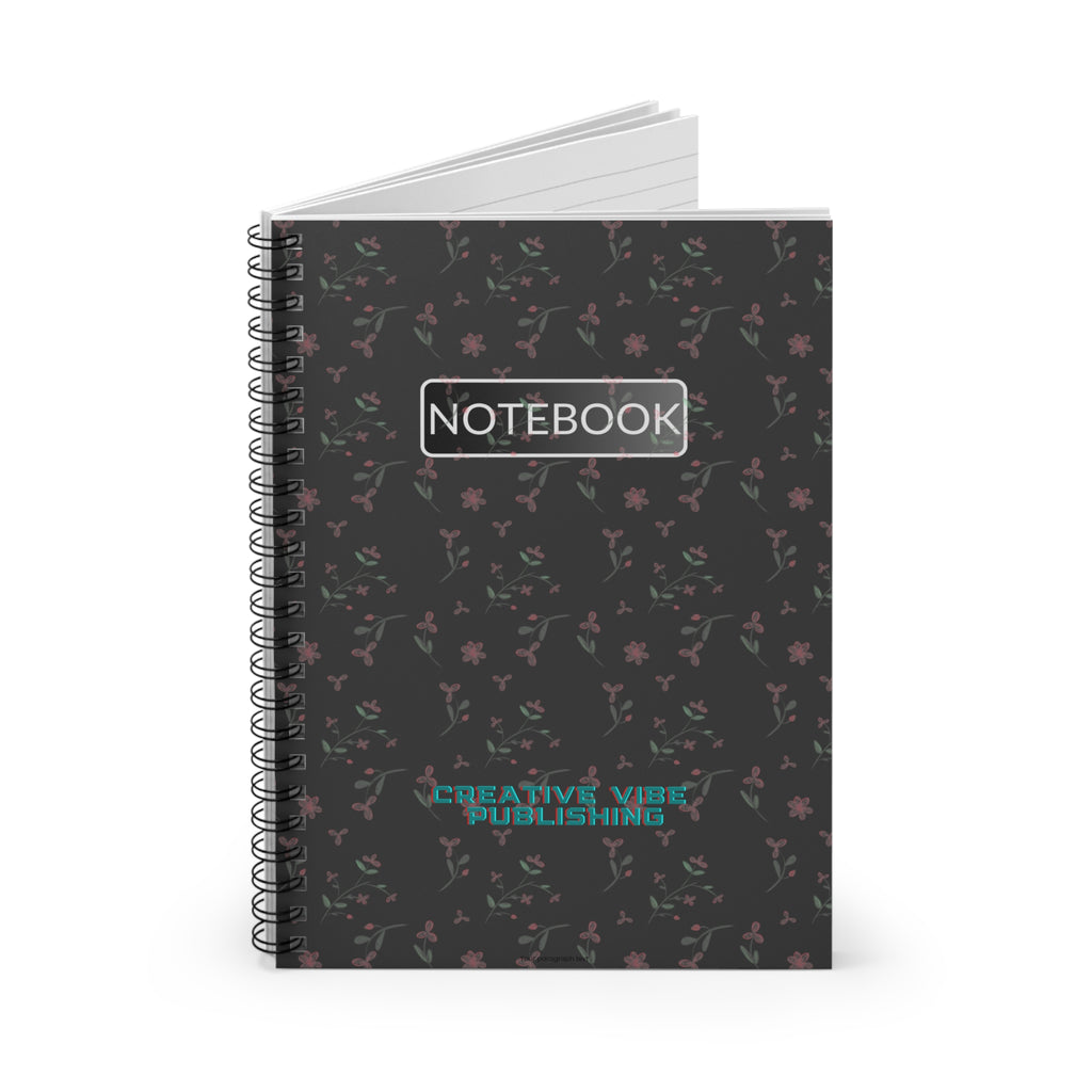 Floral Noir Spiral Notebook — Ruled Journal