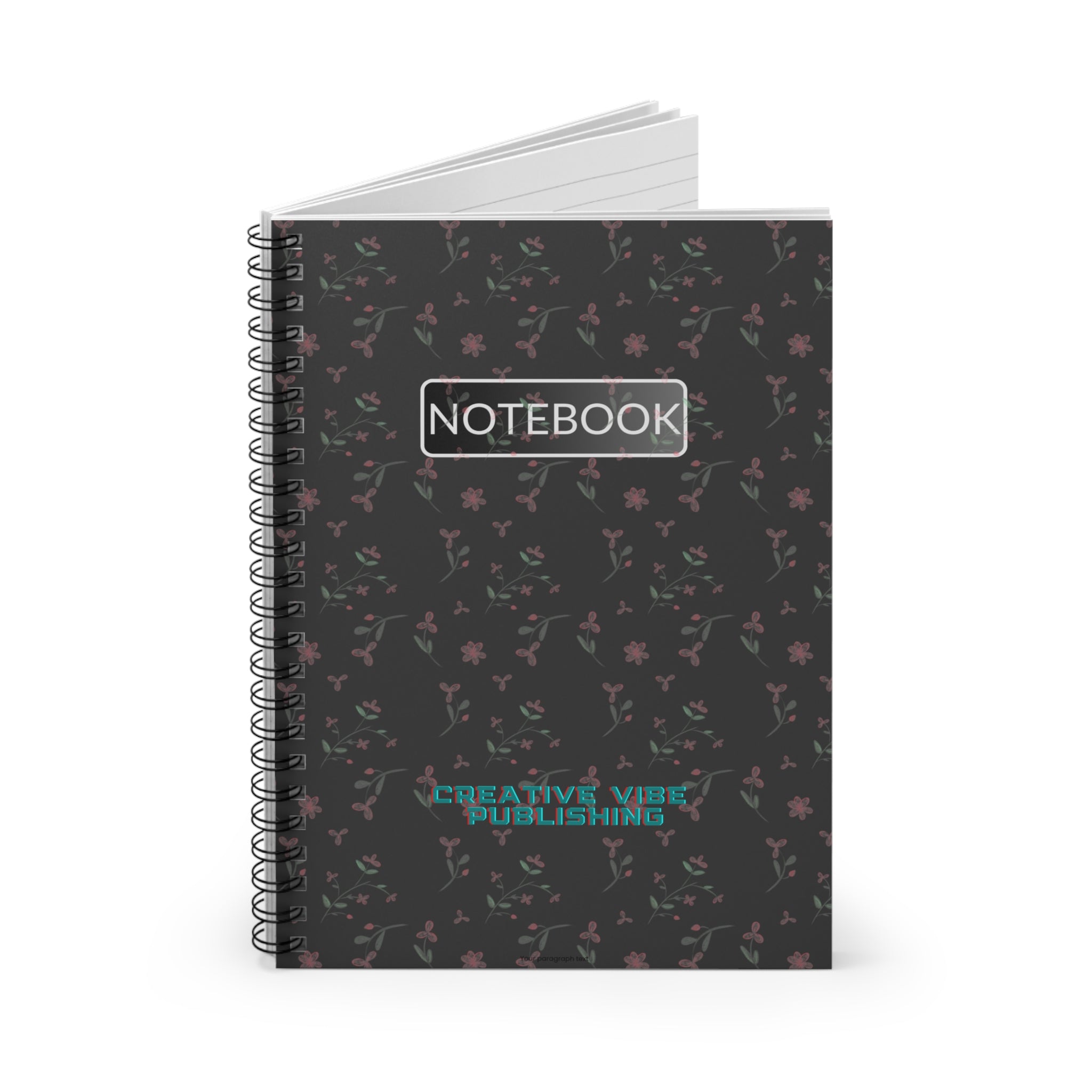 Floral Noir Spiral Notebook — Ruled Journal