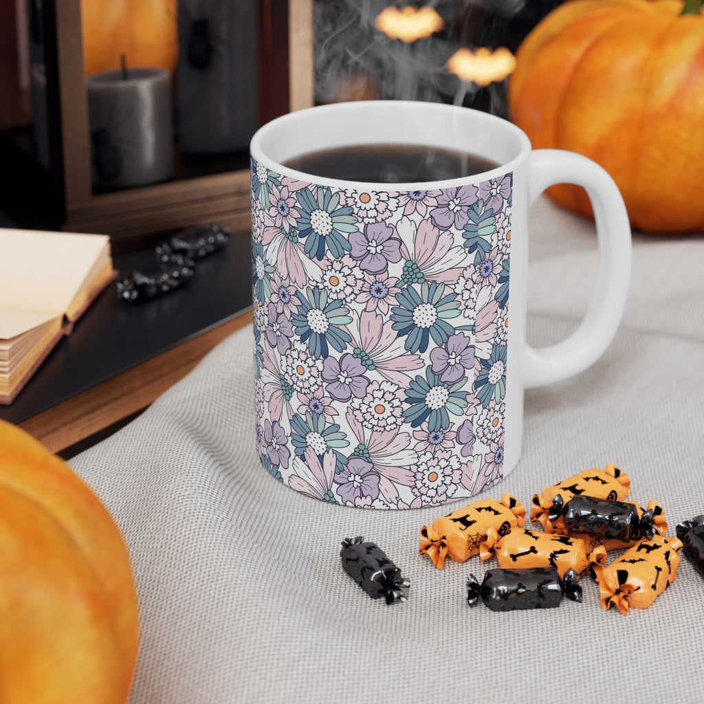 Floral Pattern Ceramic Mug – Pastel Ditsy Flowers, 11oz & 15oz