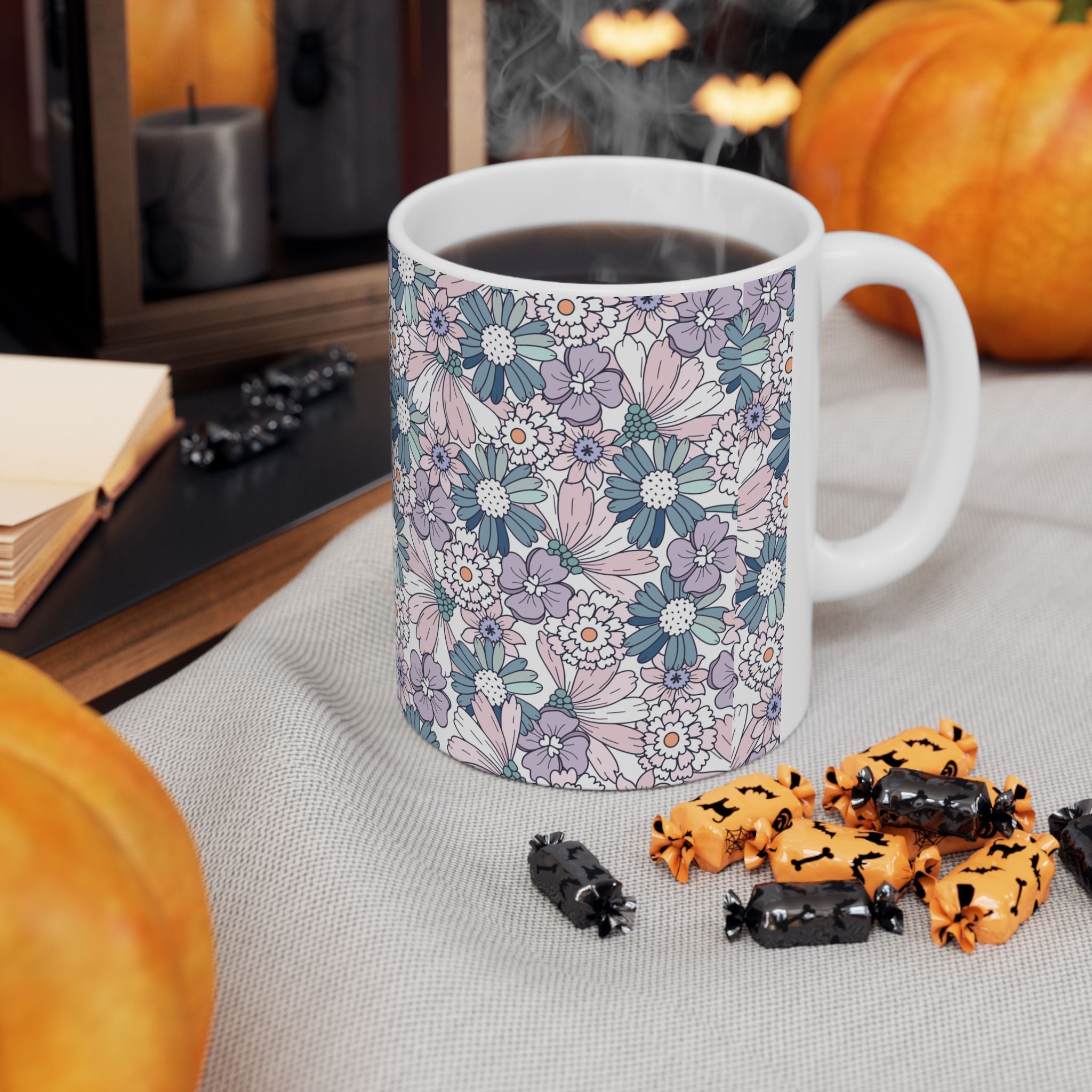 Floral Pattern Ceramic Mug – Pastel Ditsy Flowers, 11oz & 15oz