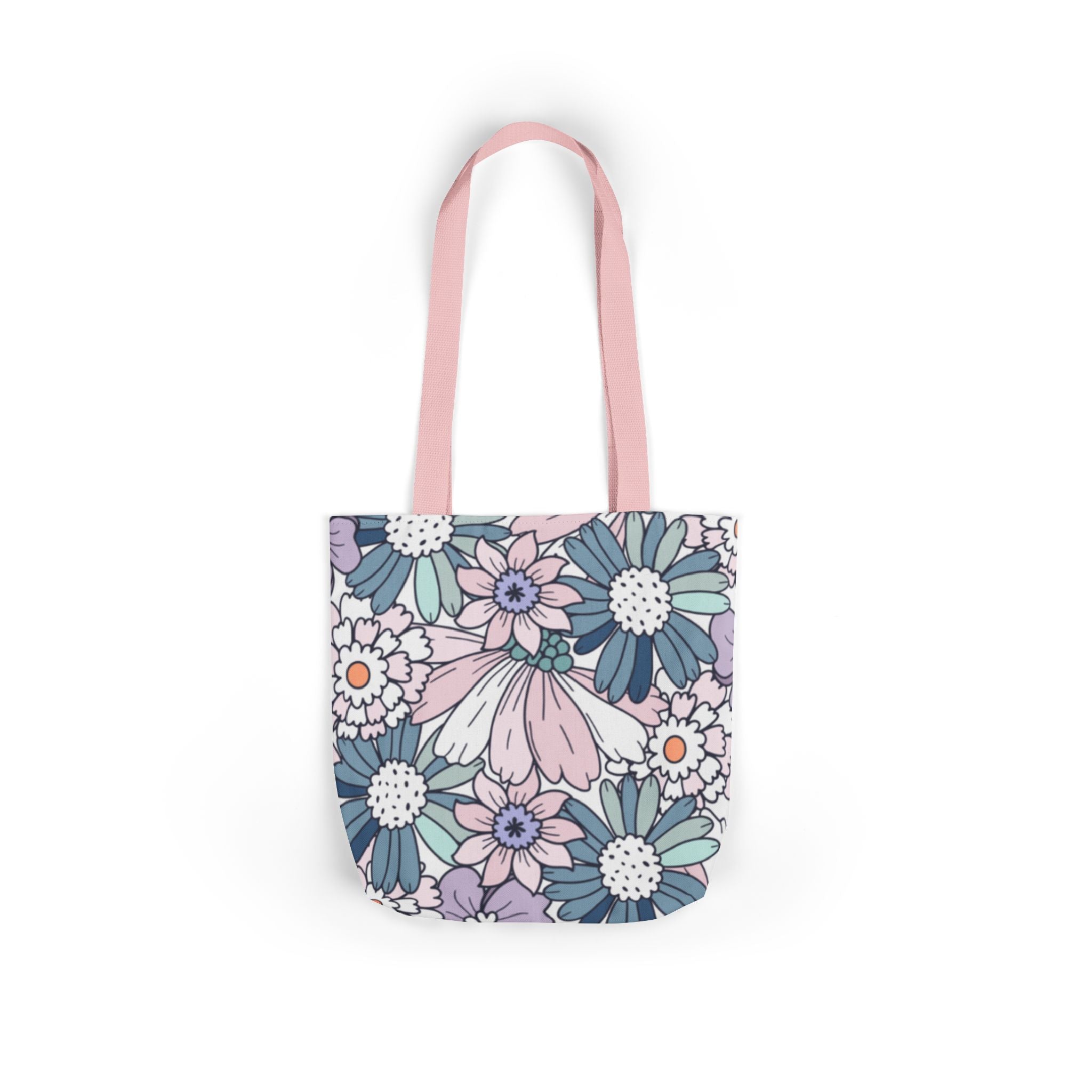 Floral Canvas Tote Bag — Pastel Daisy Garden Print