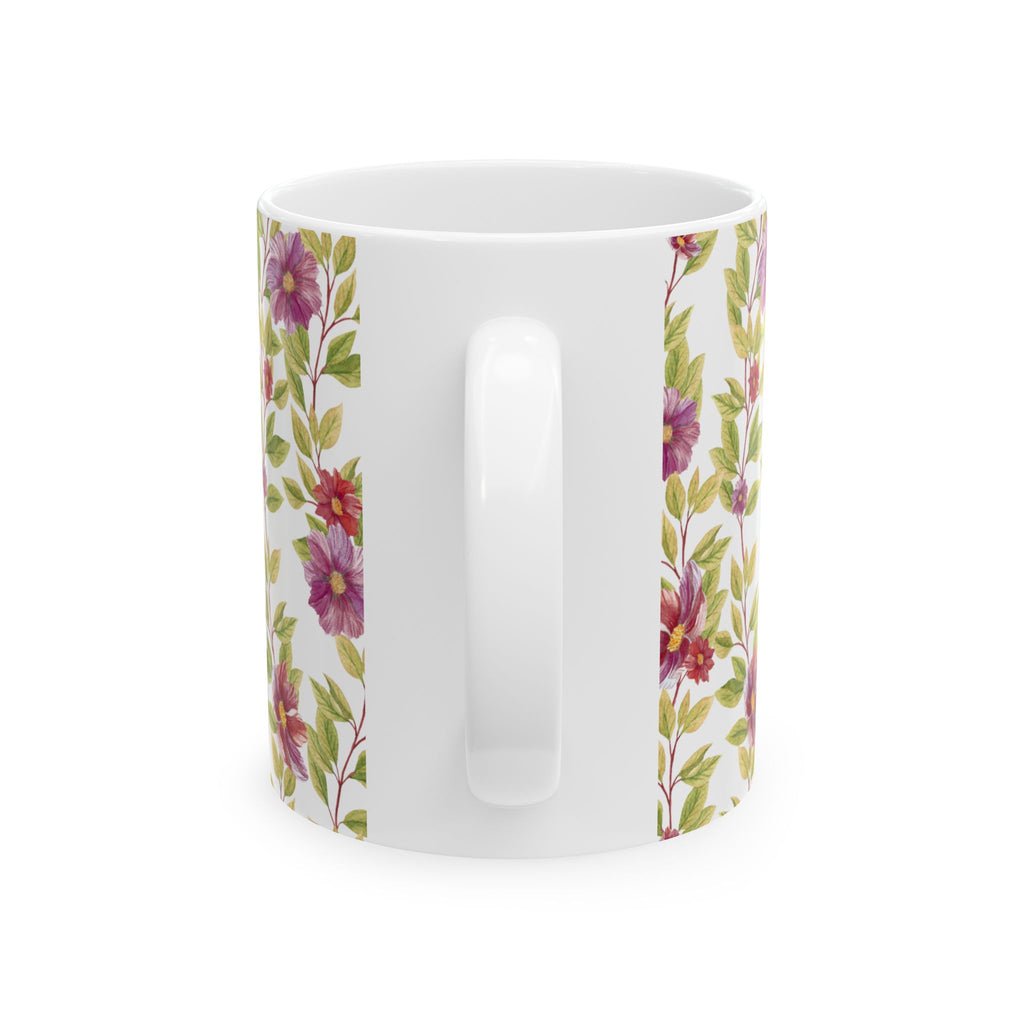 Floral Vine Ceramic Mug — Purple Garden Pattern (11oz & 15oz)