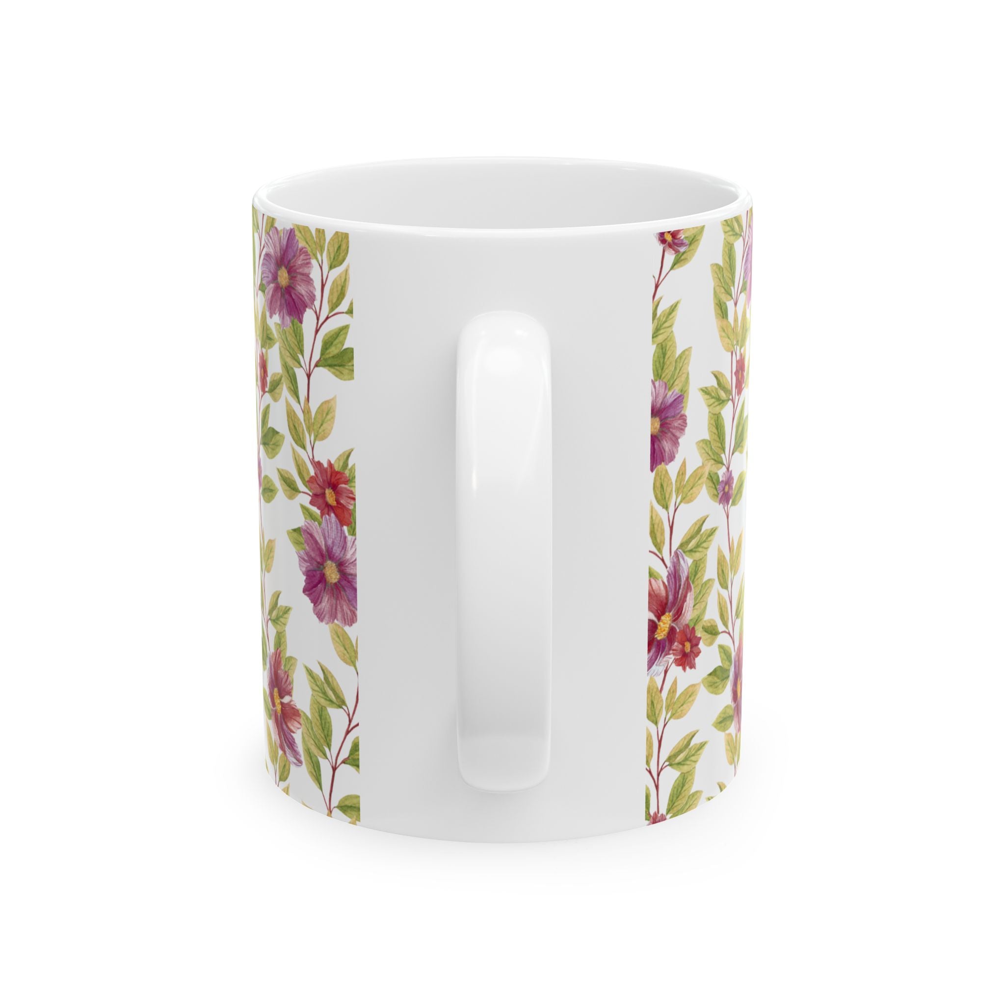 Floral Vine Ceramic Mug — Purple Garden Pattern (11oz & 15oz)