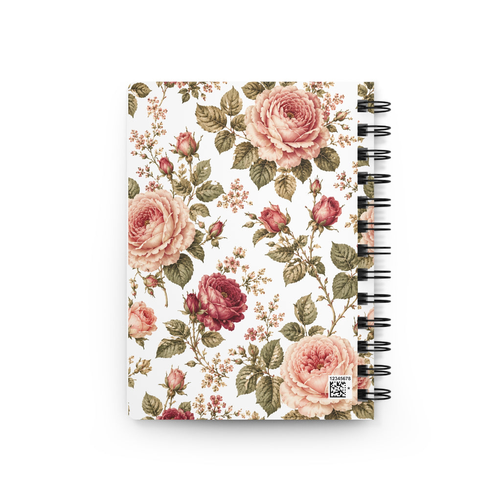 Floral Rose Spiral Journal — Vintage Pink Bouquet Notebook