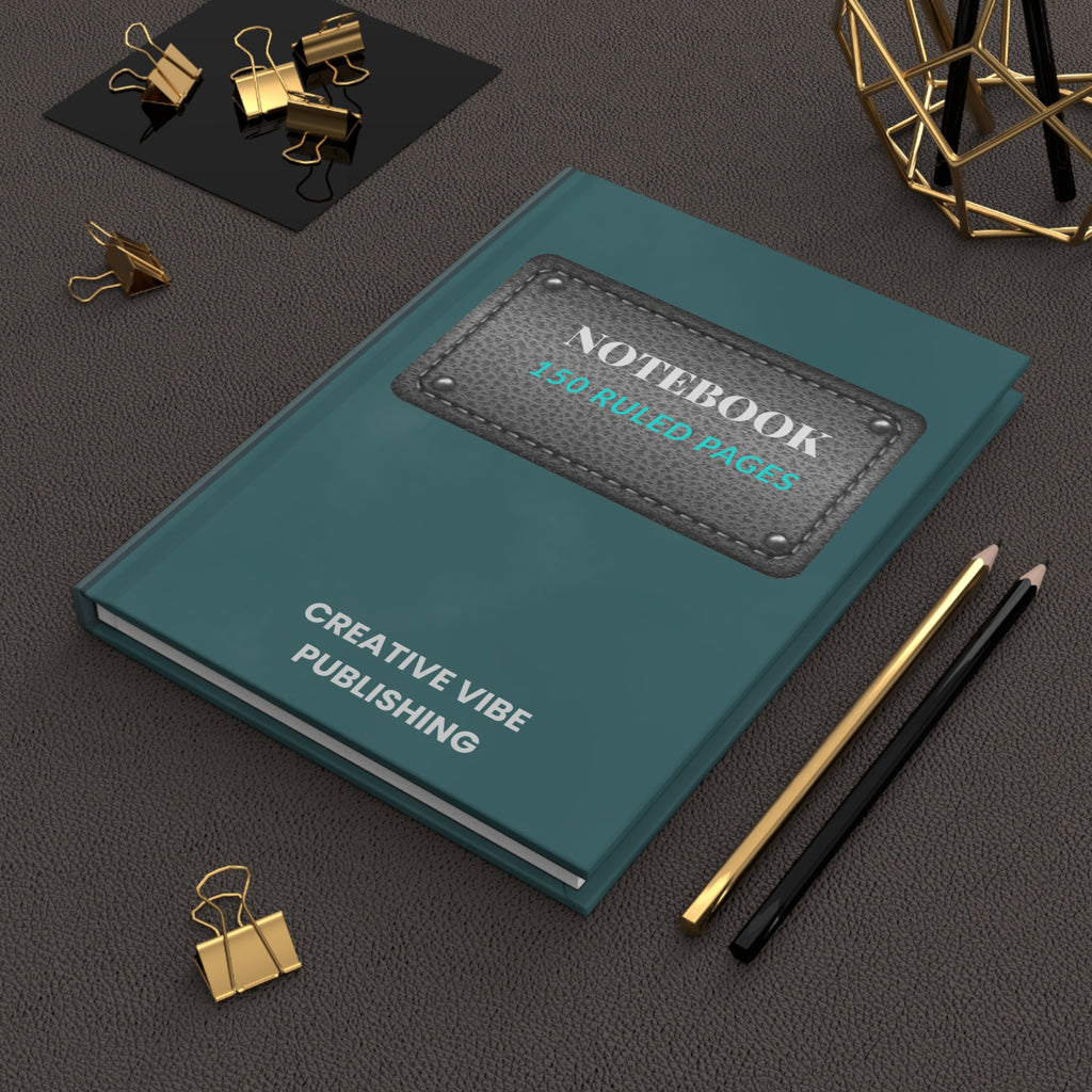Notebook Hardcover Journal — 150 Ruled Pages, Teal Creative Vibe Notebook