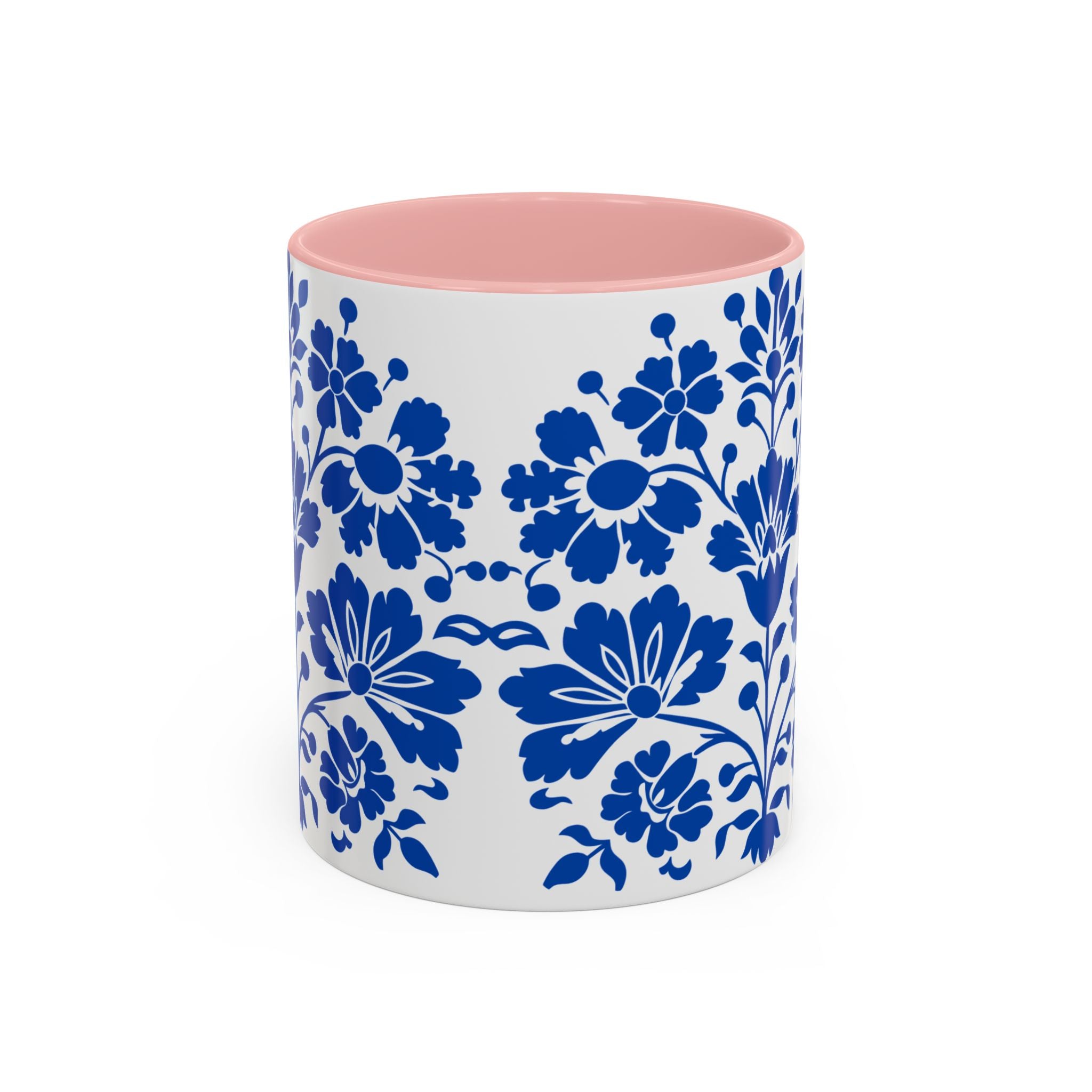 Blue Floral Accent Coffee Mug – Ceramic 11/15oz