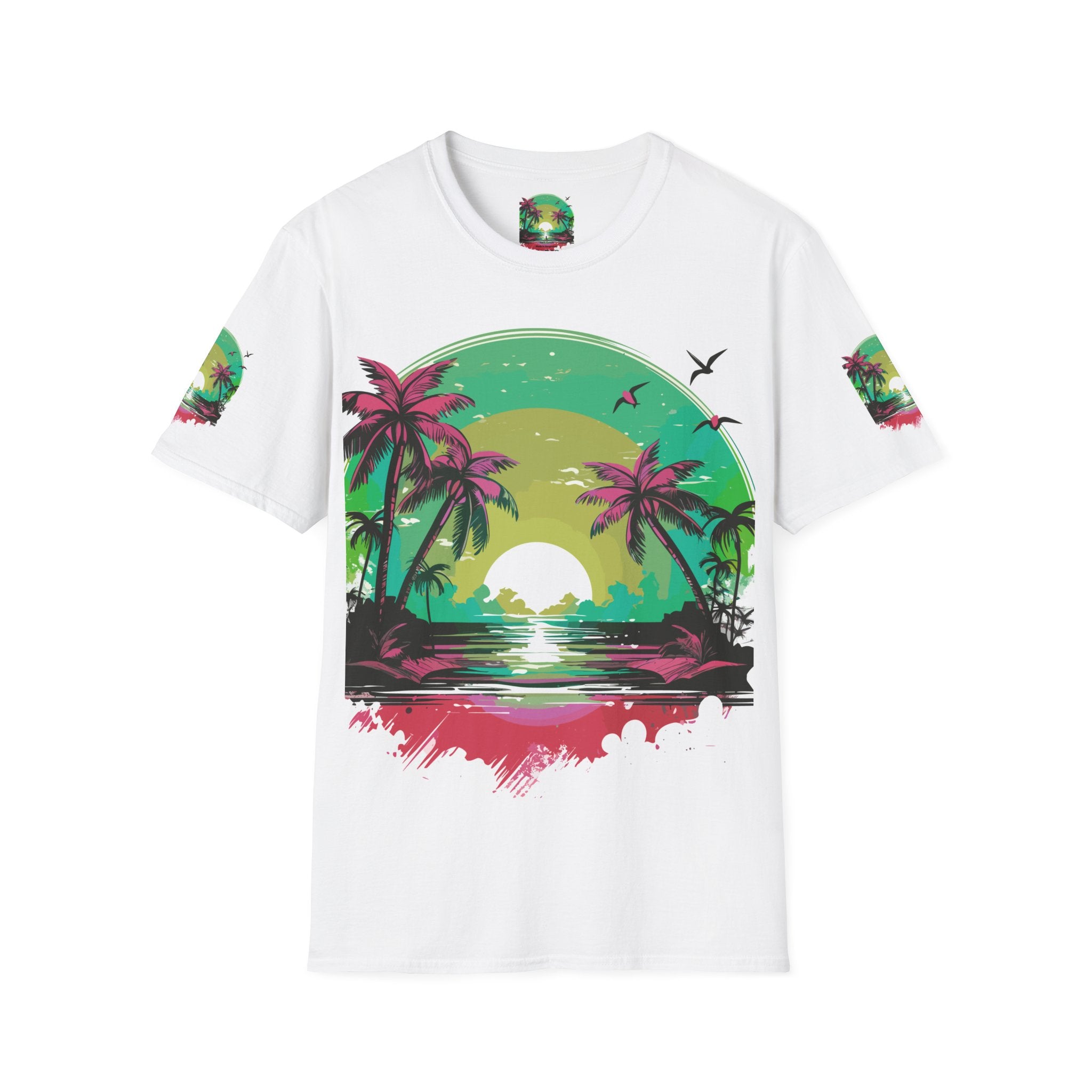 T-Shirt — Tropical Sunset Palm Beach Graphic Tee
