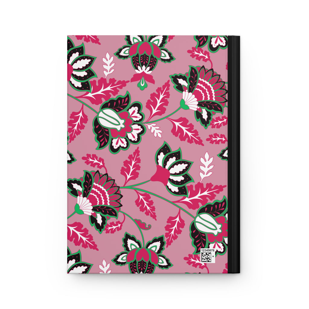 Floral Pattern Hardcover Journal — Pink Vintage Botanical Notebook