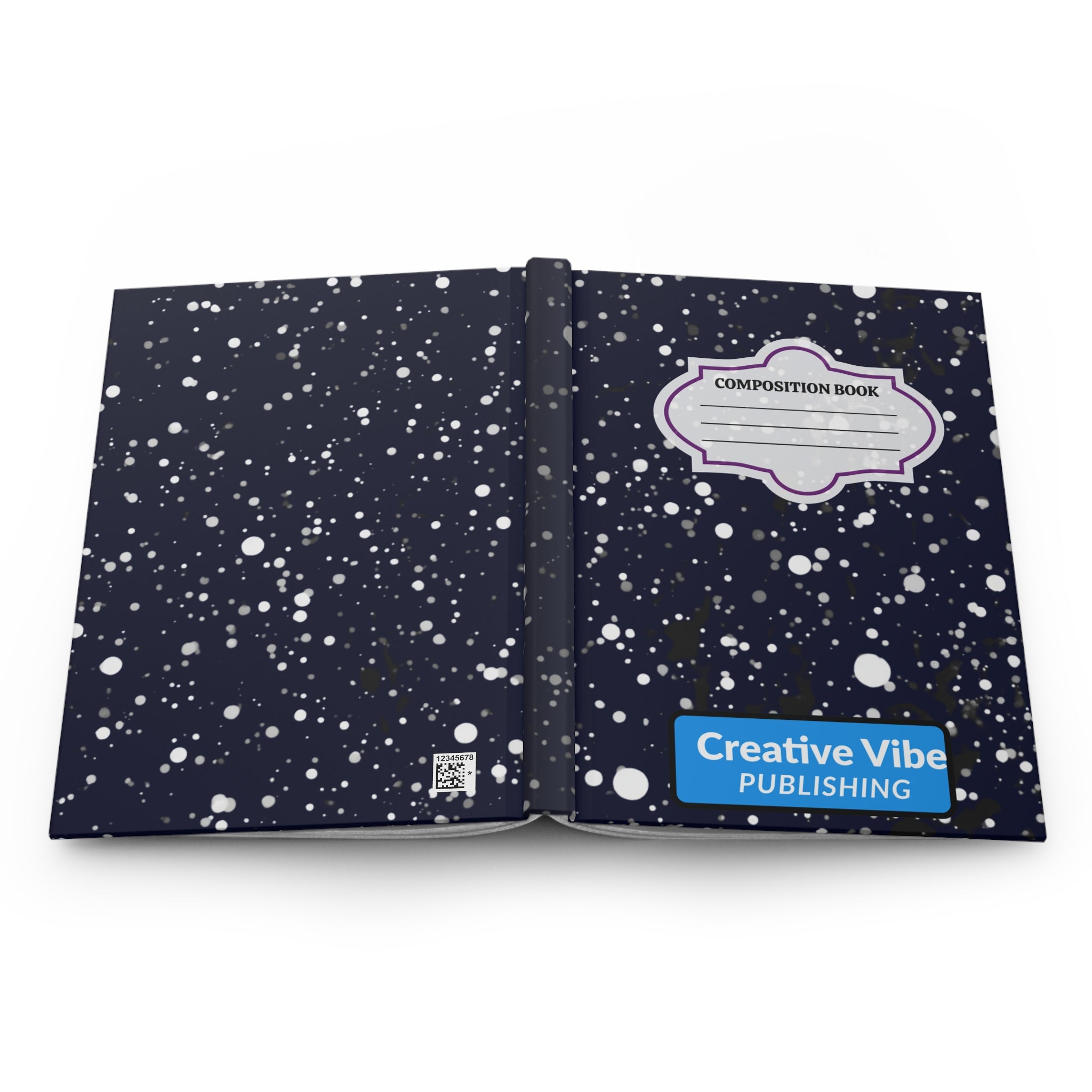 Composition Book Hardcover Journal – Navy Splatter Notebook for School, Writing, & Creative Notes