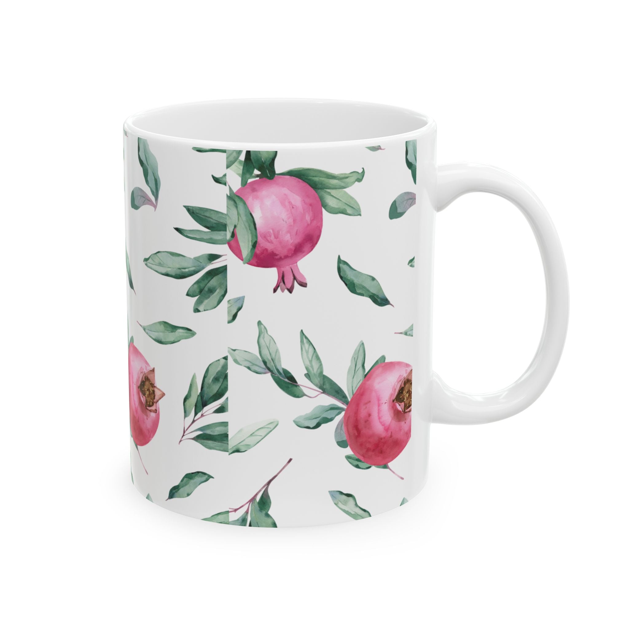 Pomegranate Watercolor Ceramic Mug — Floral Kitchen Coffee Cup (11oz & 15oz)