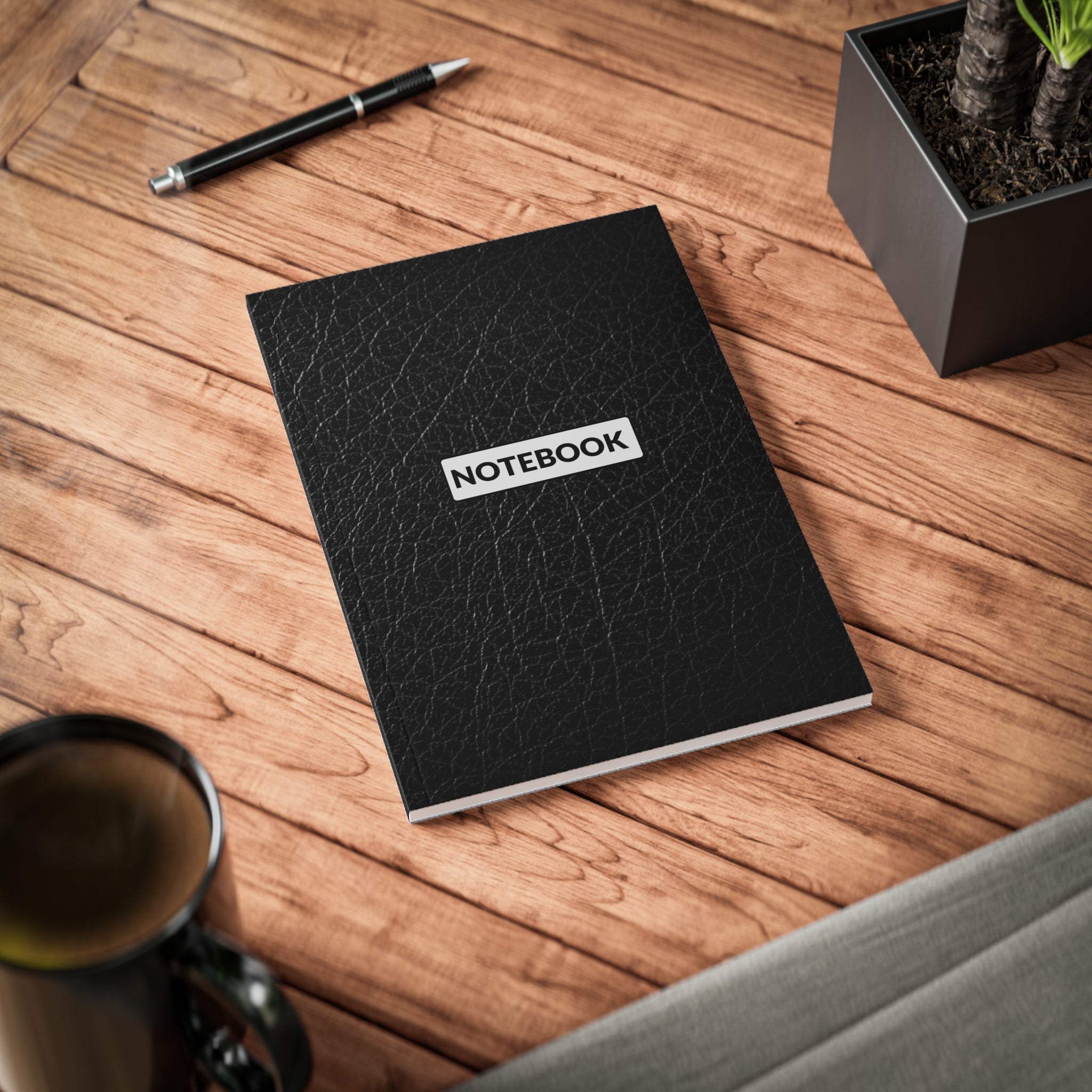 A5 Leather-Texture Notebook — "NOTEBOOK" Cover, Creative Vibe Publishing Journal