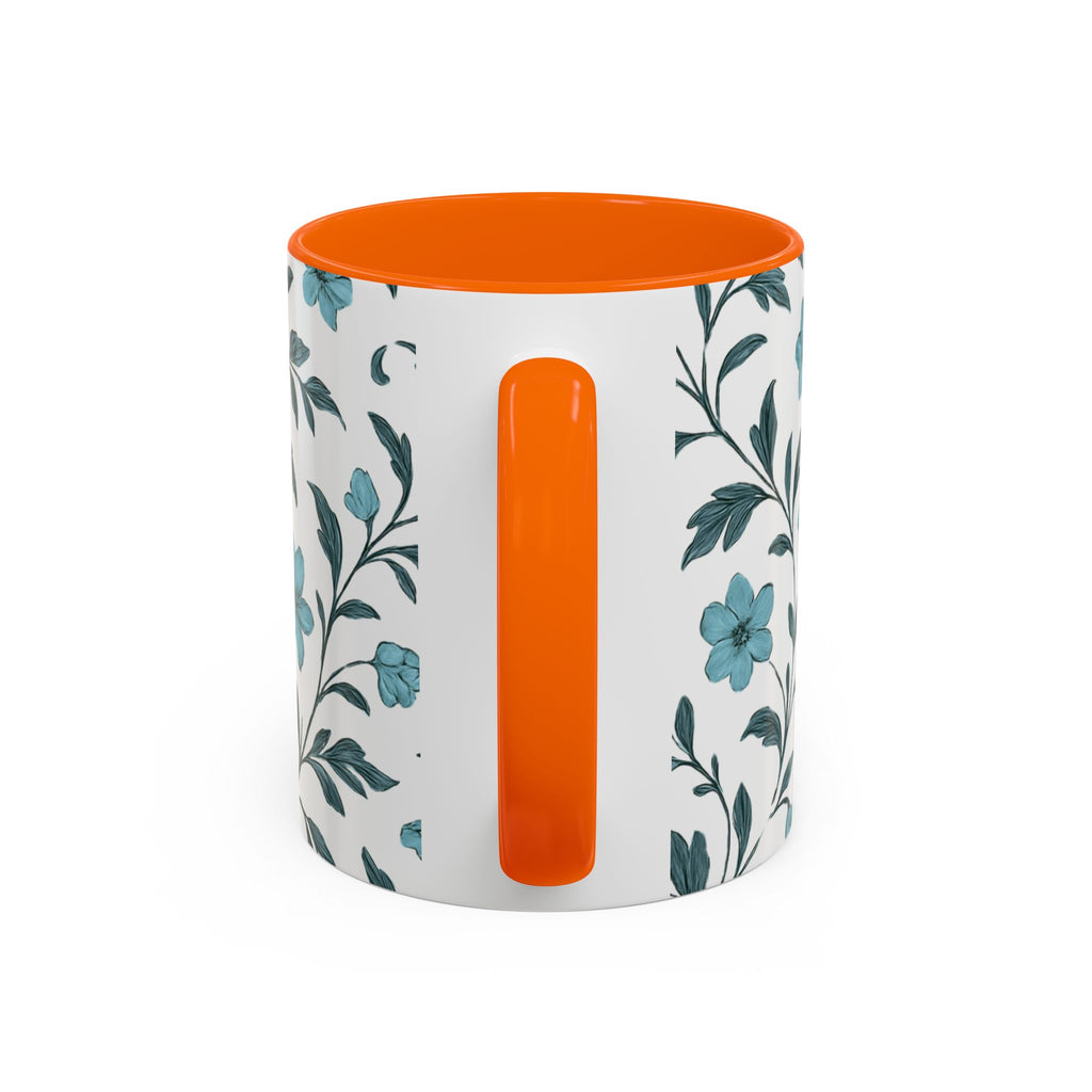 Teal Floral Accent Coffee Mug (11/15oz) – Ceramic Tea & Coffee Cup