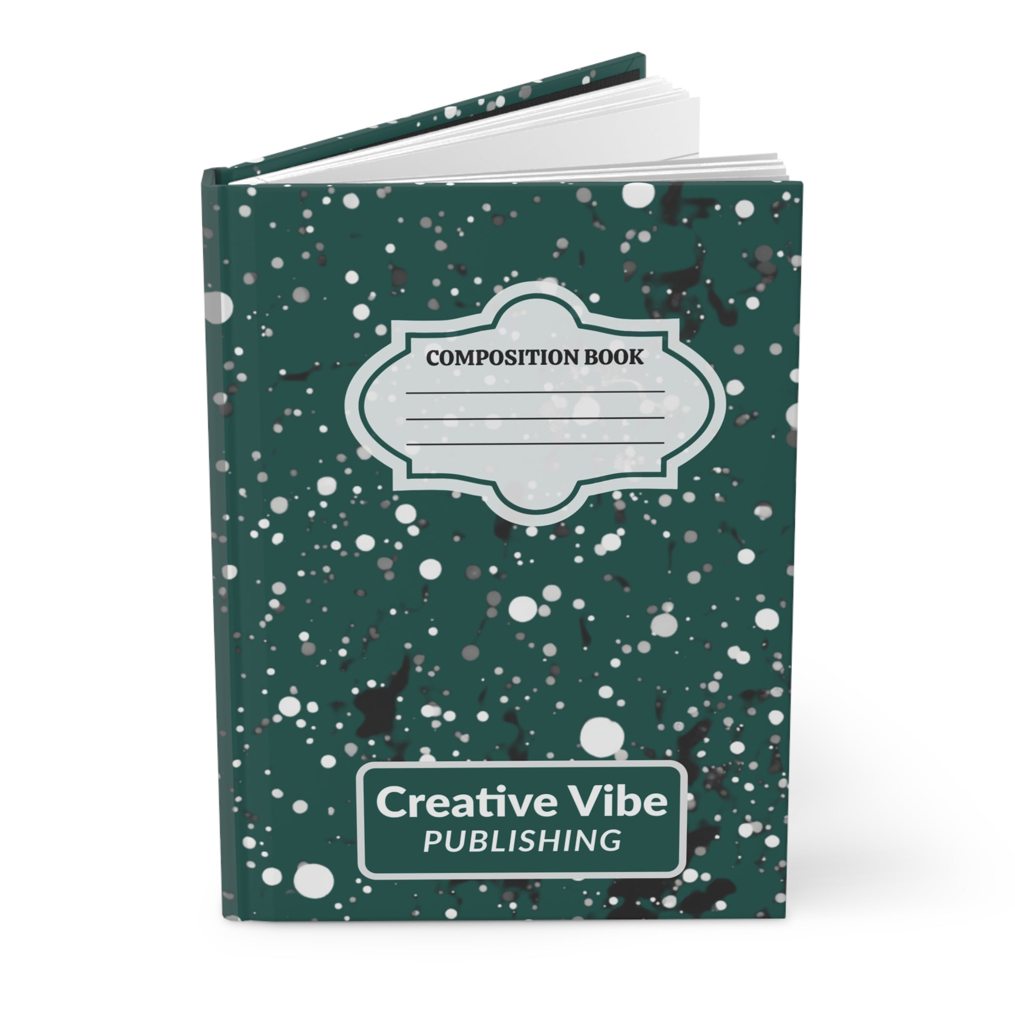 Composition Book Hardcover Journal – Teal Splatter "Creative Vibe Publishing"