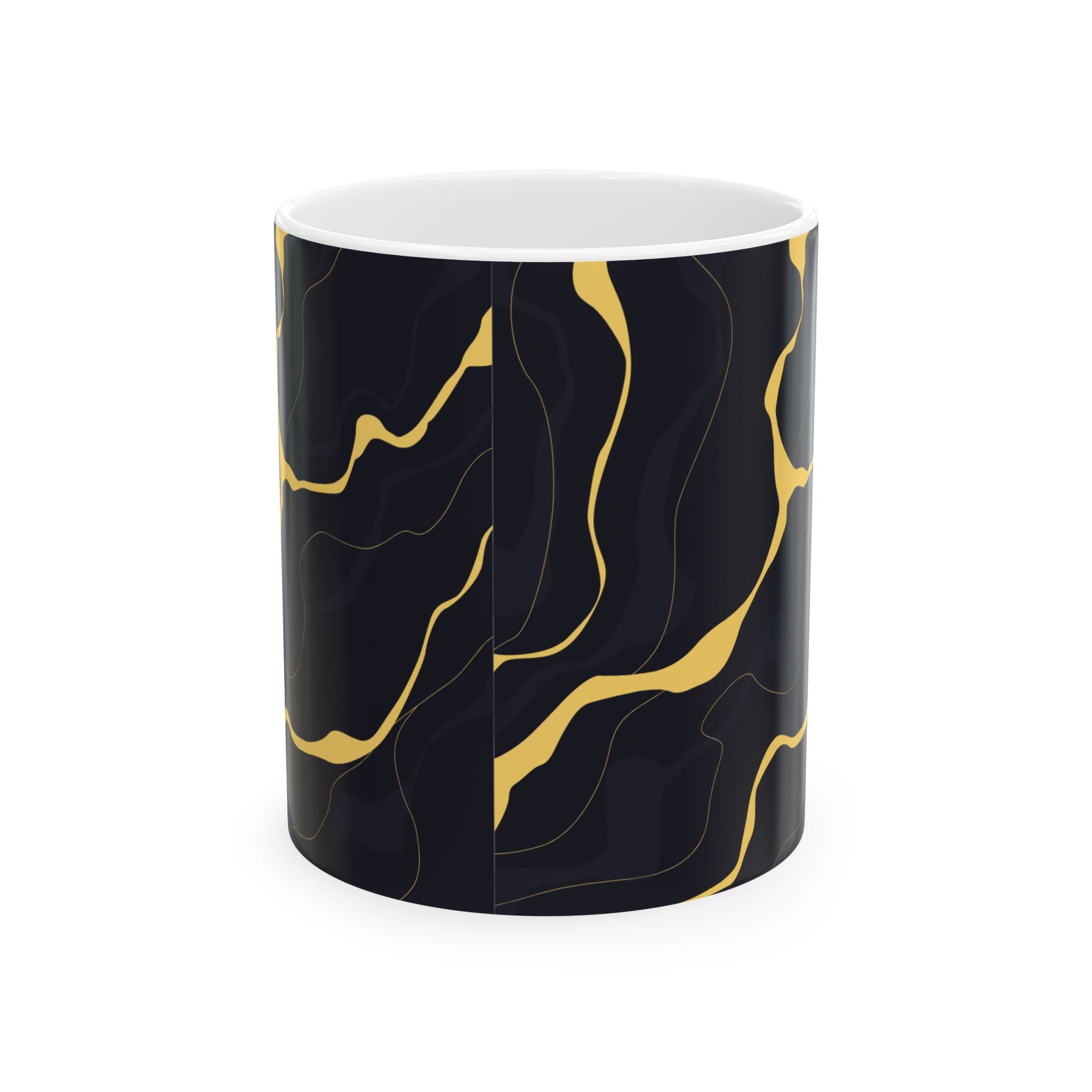 Black & Gold Marble Ceramic Mug — Elegant Abstract Coffee Cup (11oz, 15oz)