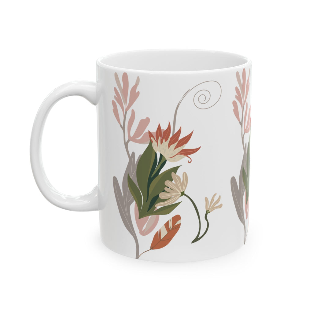 Floral Pastel Mug — Boho Botanical Ceramic Coffee Cup (11oz/15oz)