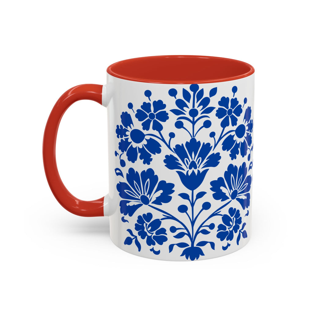 Blue Floral Accent Coffee Mug – Ceramic 11/15oz