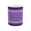 Purple Geometric Pattern Mug — Ethnic Diamond Ceramic Coffee Cup (11oz, 15oz)
