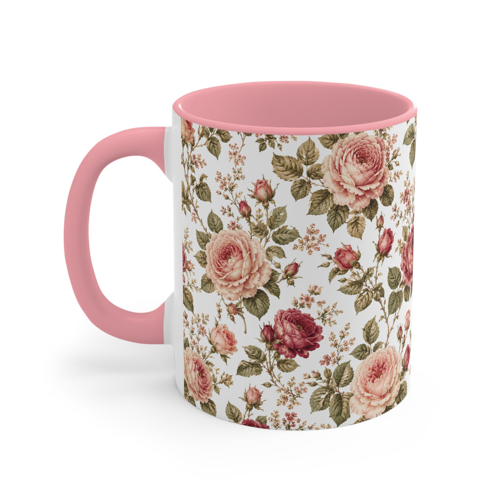Vintage Rose Accent Mug – Pink Interior Floral Coffee Cup