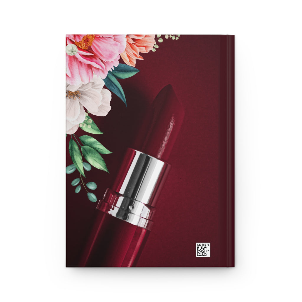 Floral Lipstick Hardcover Journal — Chic Makeup Notebook for Beauty Lovers