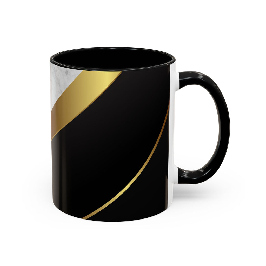 Black Marble Accent Coffee Mug — Gold Ribbon Elegance (11/15oz)