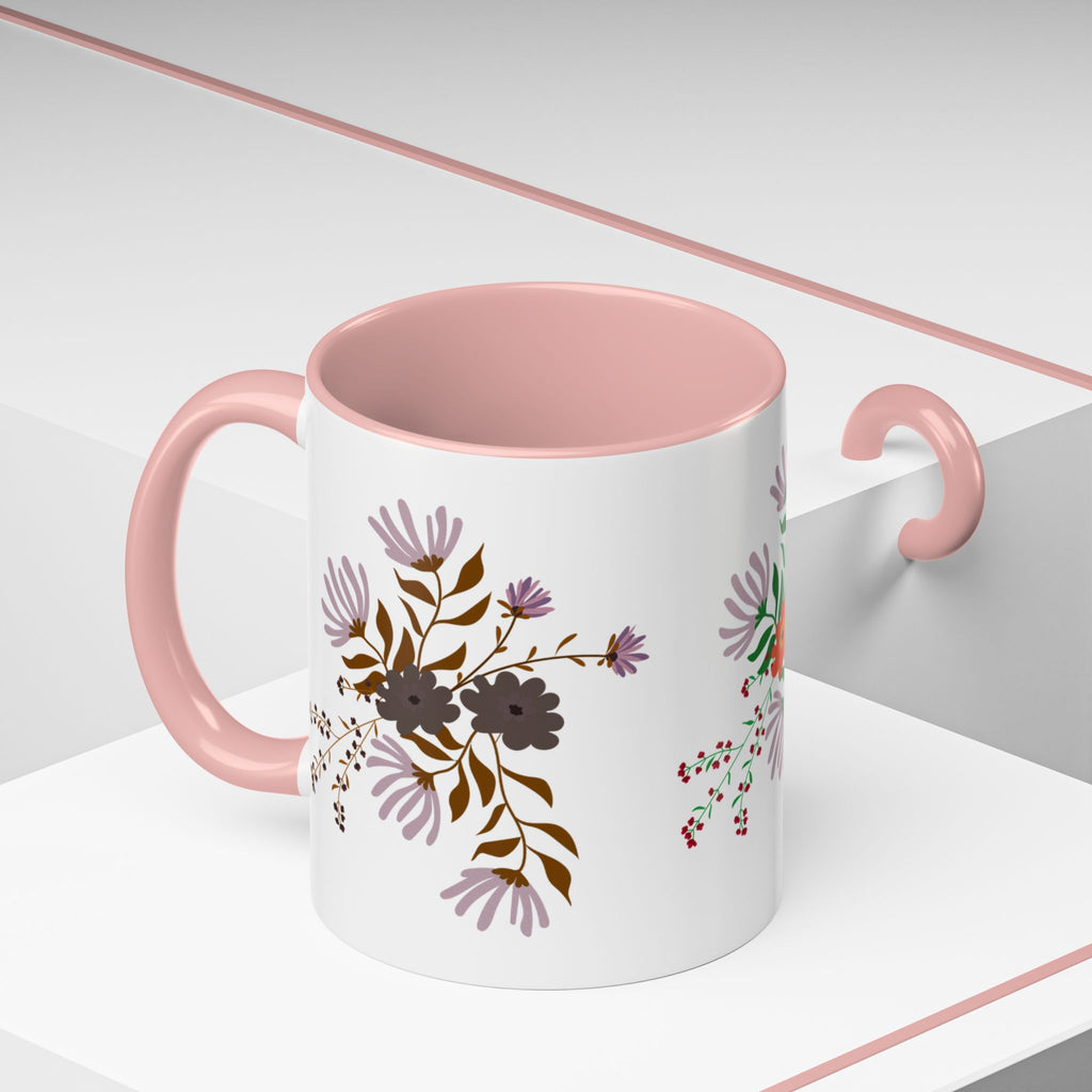 Floral Bouquet Accent Coffee Mug – Colorful Wildflower Design (11/15oz)