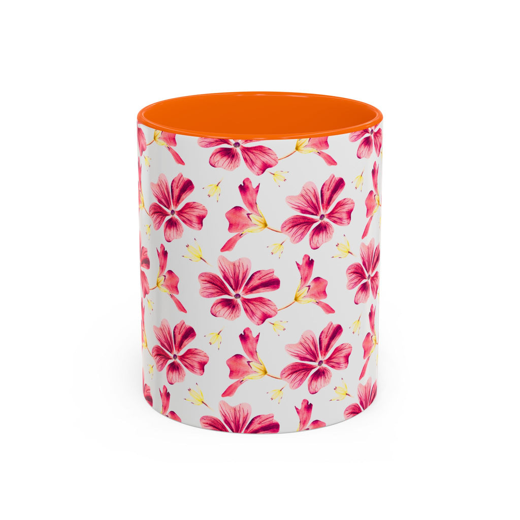 Pink Floral Accent Coffee Mug – Watercolor Hibiscus Pattern (11/15 oz)