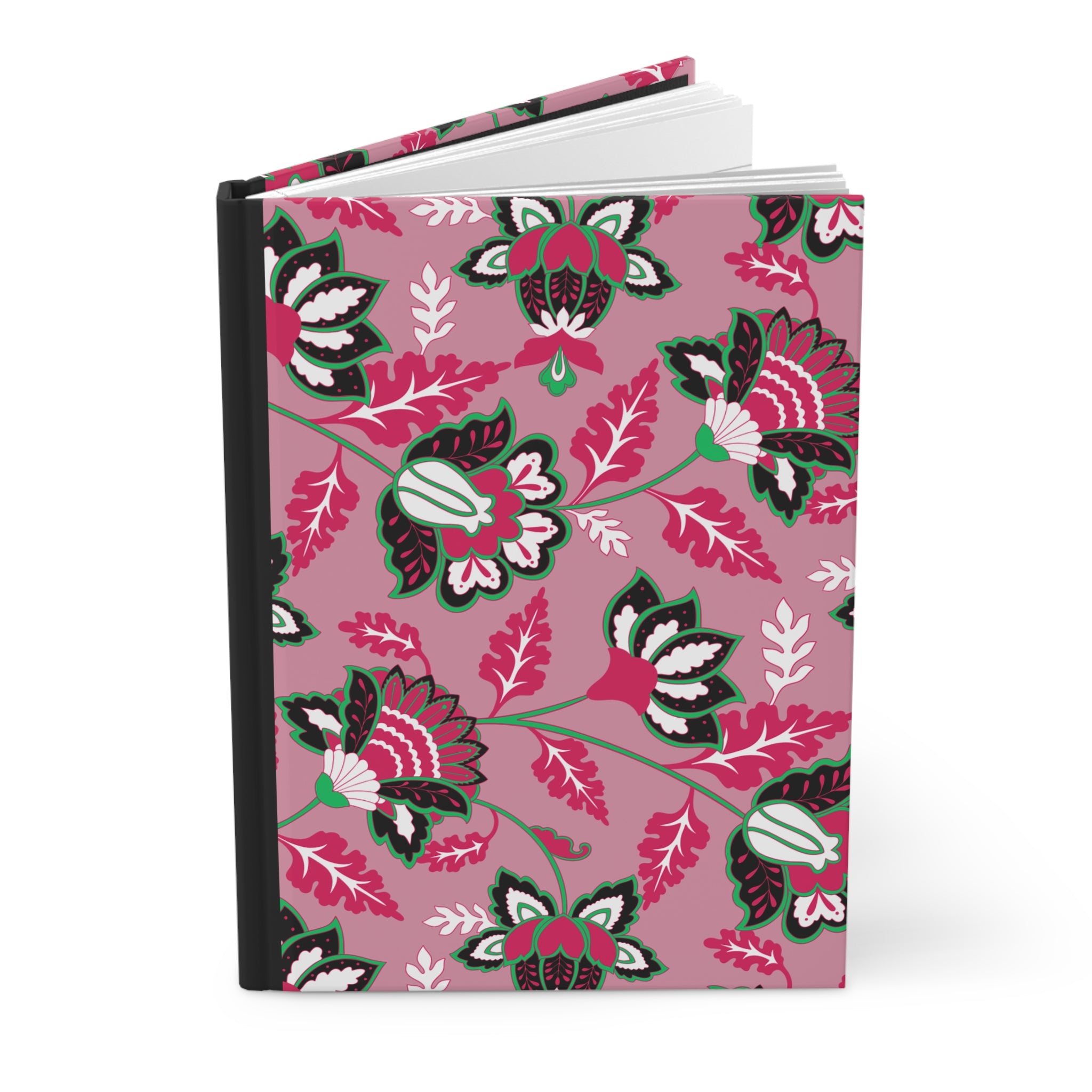 Floral Pattern Hardcover Journal — Pink Vintage Botanical Notebook