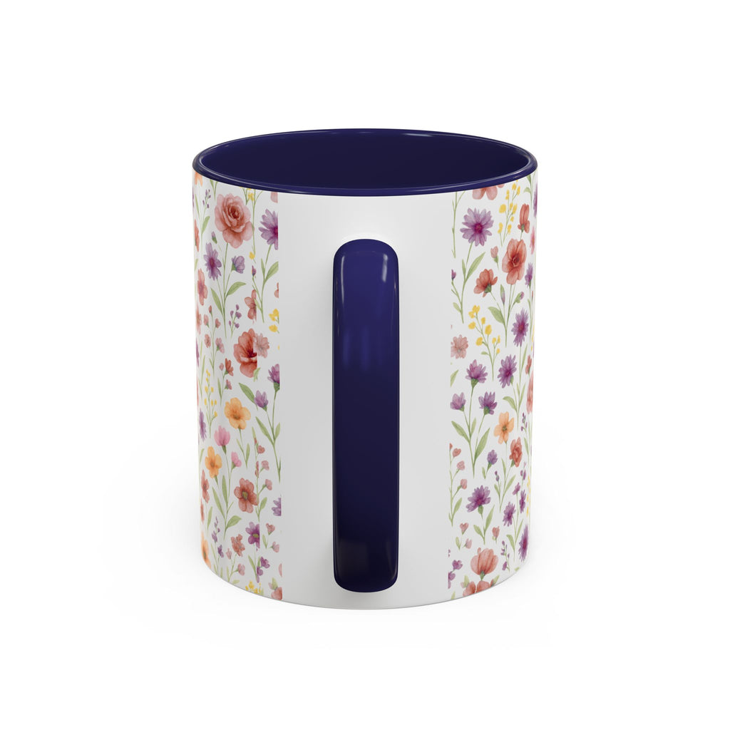 Floral Watercolor Accent Coffee Mug – Pink & Purple Wildflower Pattern (11/15oz)