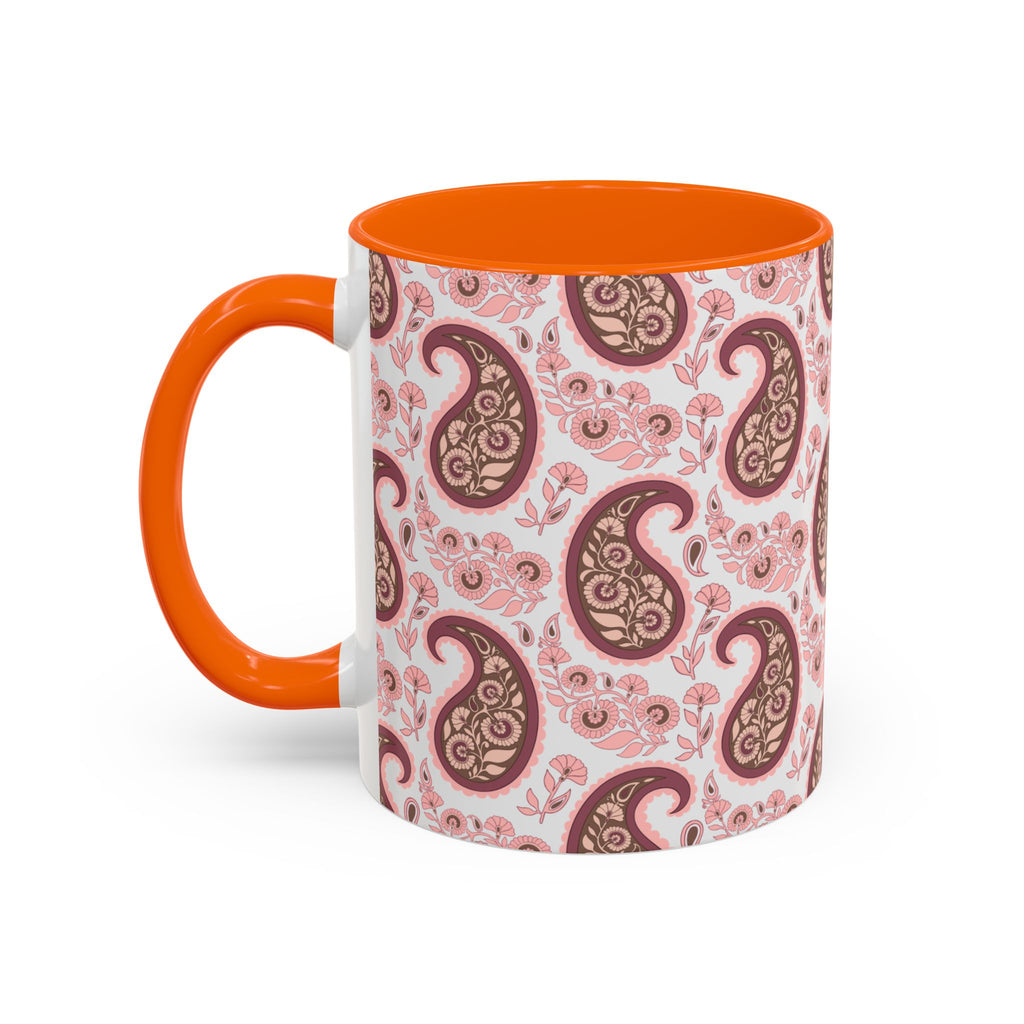 Pink Paisley Accent Coffee Mug — Decorative Floral Pattern 11/15oz