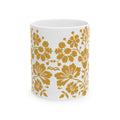 Golden Floral Ceramic Mug – Vintage Daisy Pattern Coffee Cup (11oz, 15oz)
