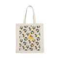 Floral Fox Natural Tote Bag - Cute Yellow Fox on Vintage Flower Pattern