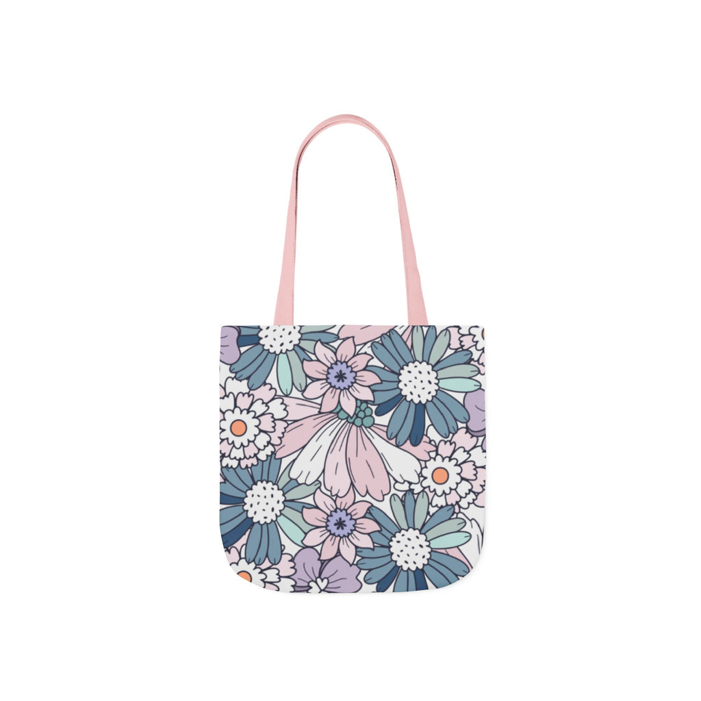 Floral Canvas Tote Bag — Pastel Daisy Garden Print