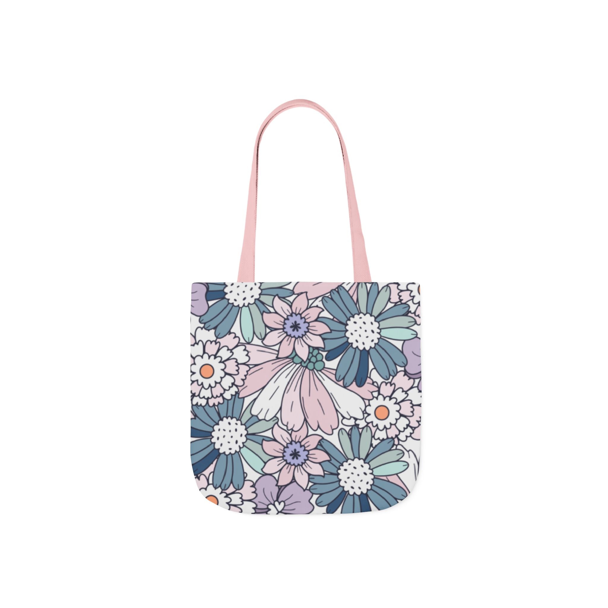 Floral Canvas Tote Bag — Pastel Daisy Garden Print