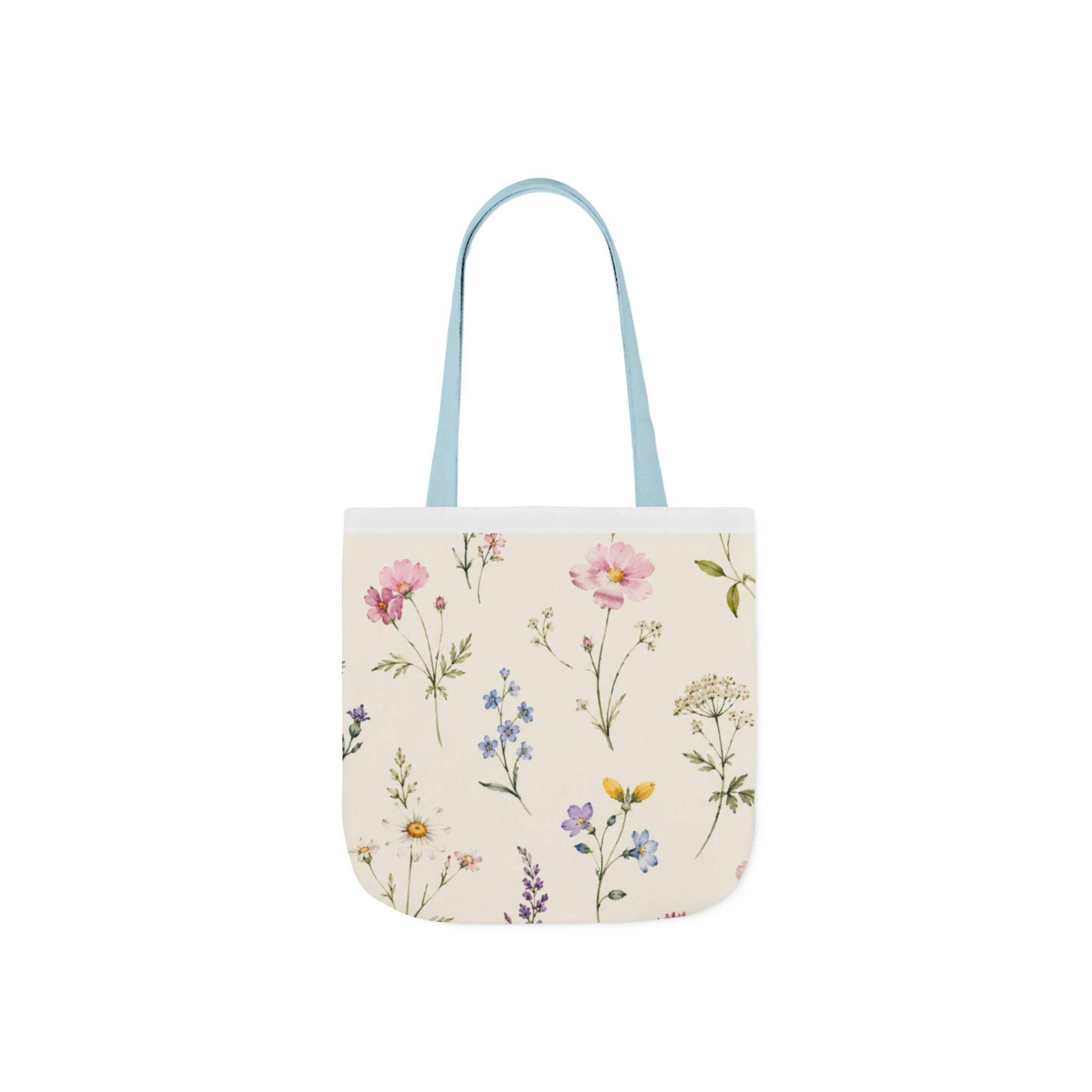 Floral Wildflower Canvas Tote Bag – Vintage Botanical Print, Everyday Market & Gift Tote