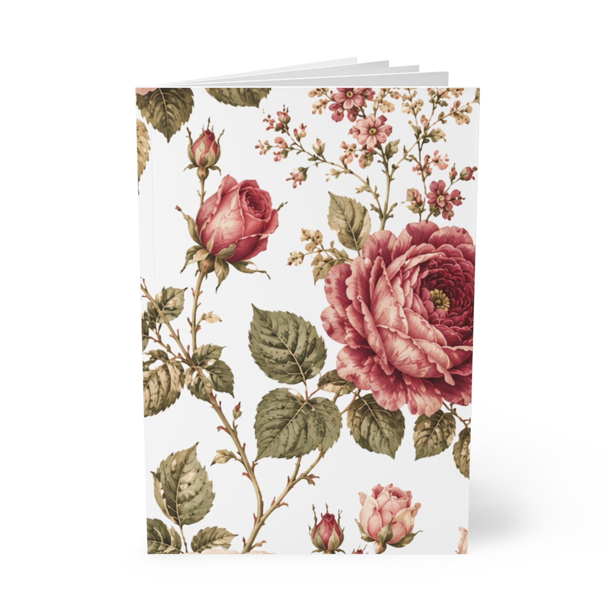Floral Rose A5 Softcover Notebook — Vintage Botanical Journal