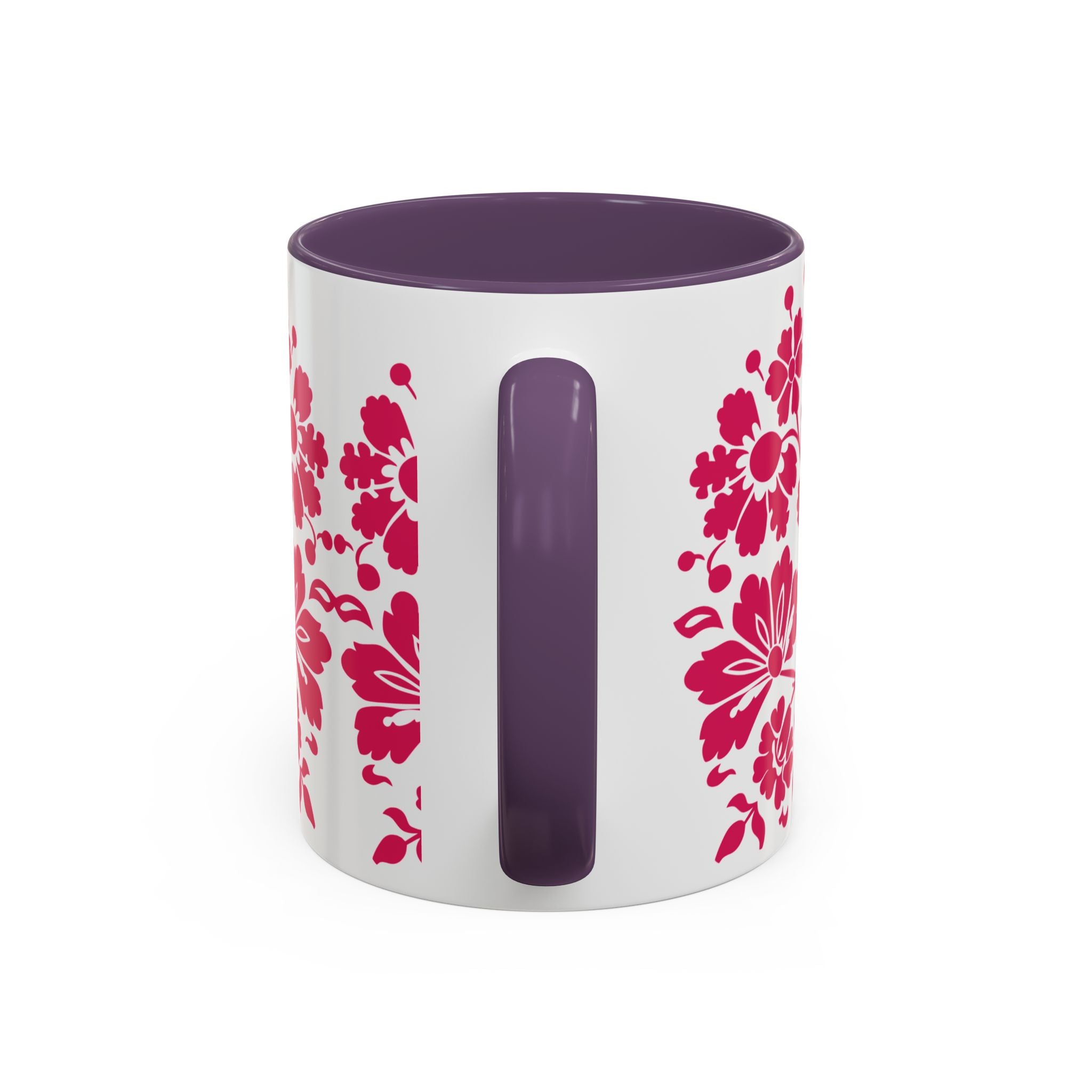 Pink Floral Accent Coffee Mug – 11/15oz Decorative Tea & Coffee Cup