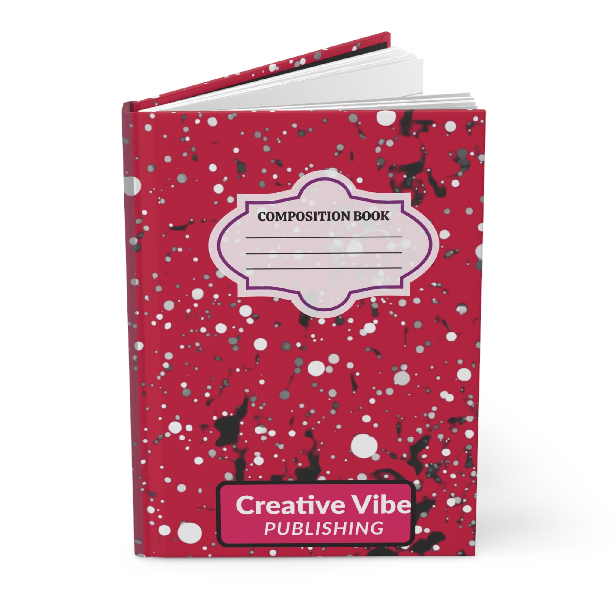 Composition Book Hardcover Journal — Red Splatter Creative Vibe Notebook